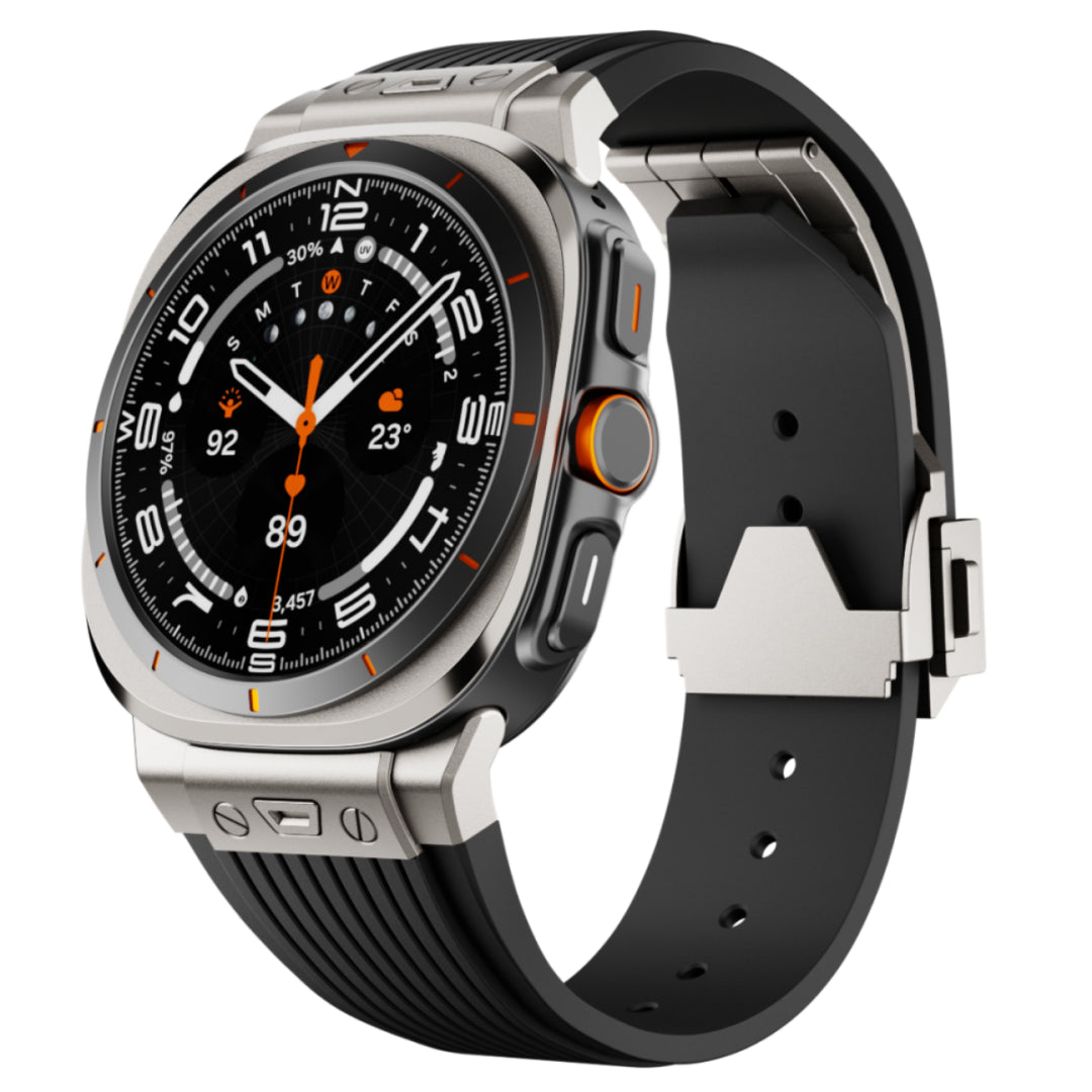Adventure Silicone Band For Samsung Galaxy Watch Ultra Titanium Adapter-Black Band Galaxy Ultra 47mm Dewell X