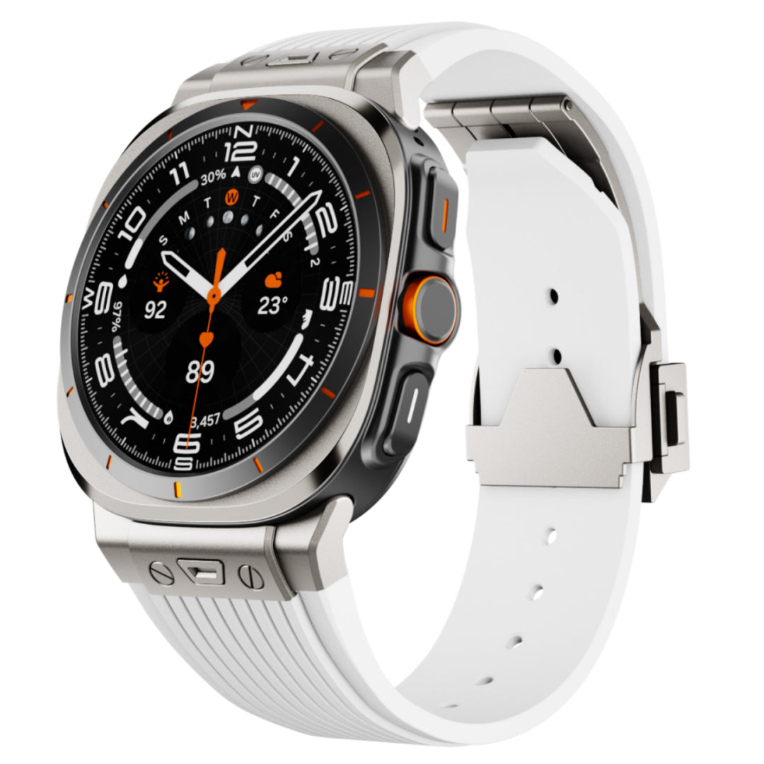 Adventure Silicone Band For Samsung Galaxy Watch Ultra Titanium Adapter-White Band Galaxy Ultra 47mm Dewell X