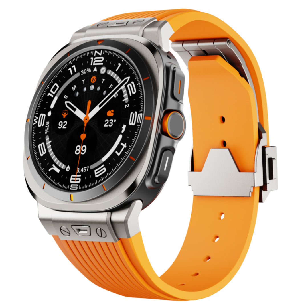 Adventure Silicone Band For Samsung Galaxy Watch Ultra Titanium Adapter-Orange Band Galaxy Ultra 47mm Dewell X