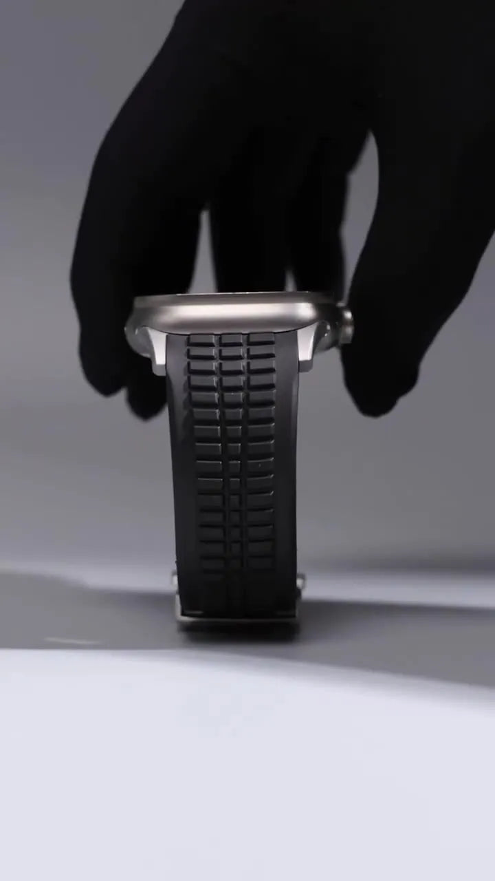 New fluororubber dual press-button watch strap suitable for Apple Watch models 10, 9, 8, 7, 6, 5, SE, Ultra, Series 2, and Series 1 Dewell X
