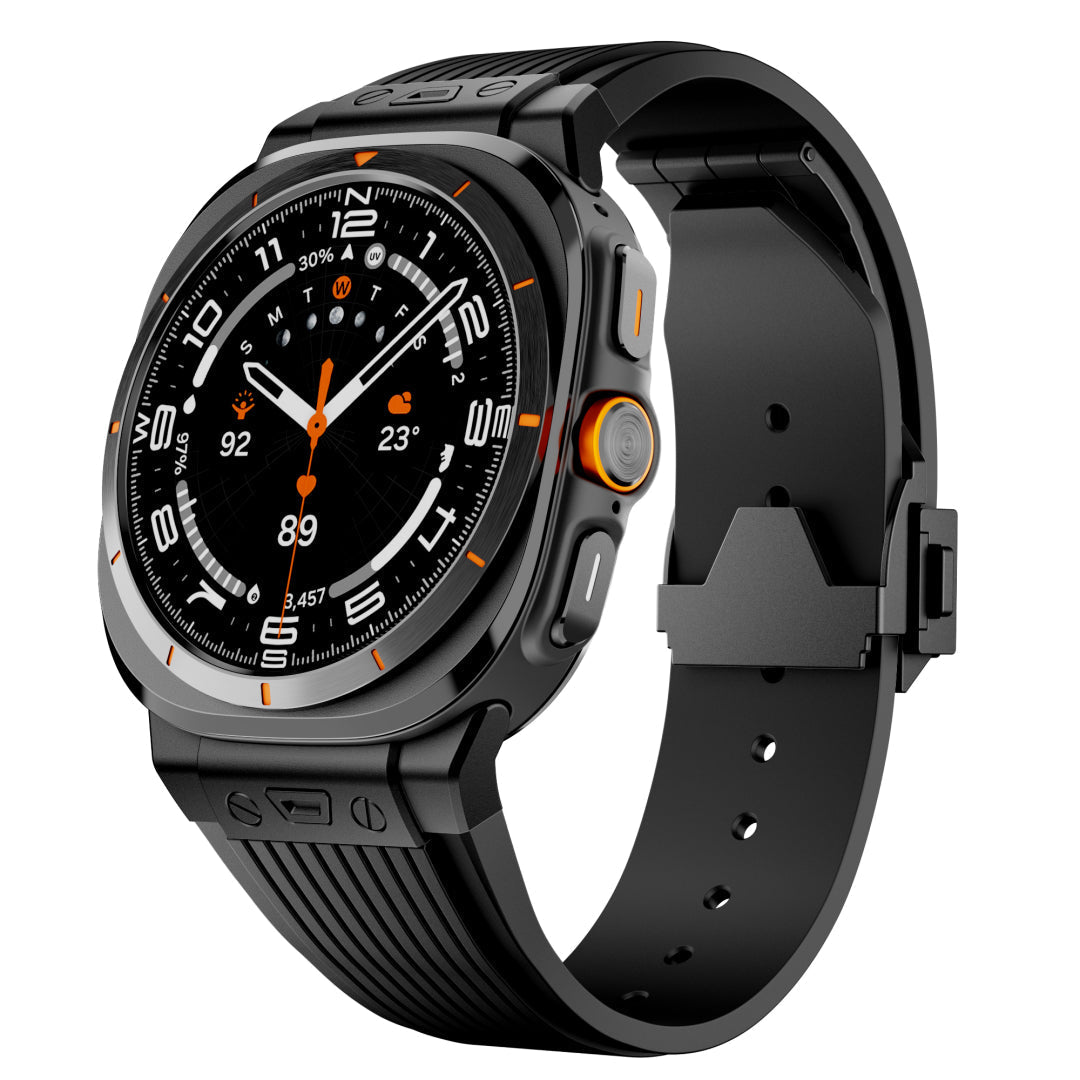 Adventure Silicone Band For Samsung Galaxy Watch Ultra Black Adapter-Black Band Galaxy Ultra 47mm Dewell X