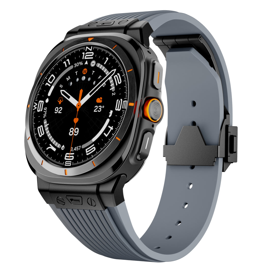 Adventure Silicone Band For Samsung Galaxy Watch Ultra Black Adapter-Gray Band Galaxy Ultra 47mm Dewell X