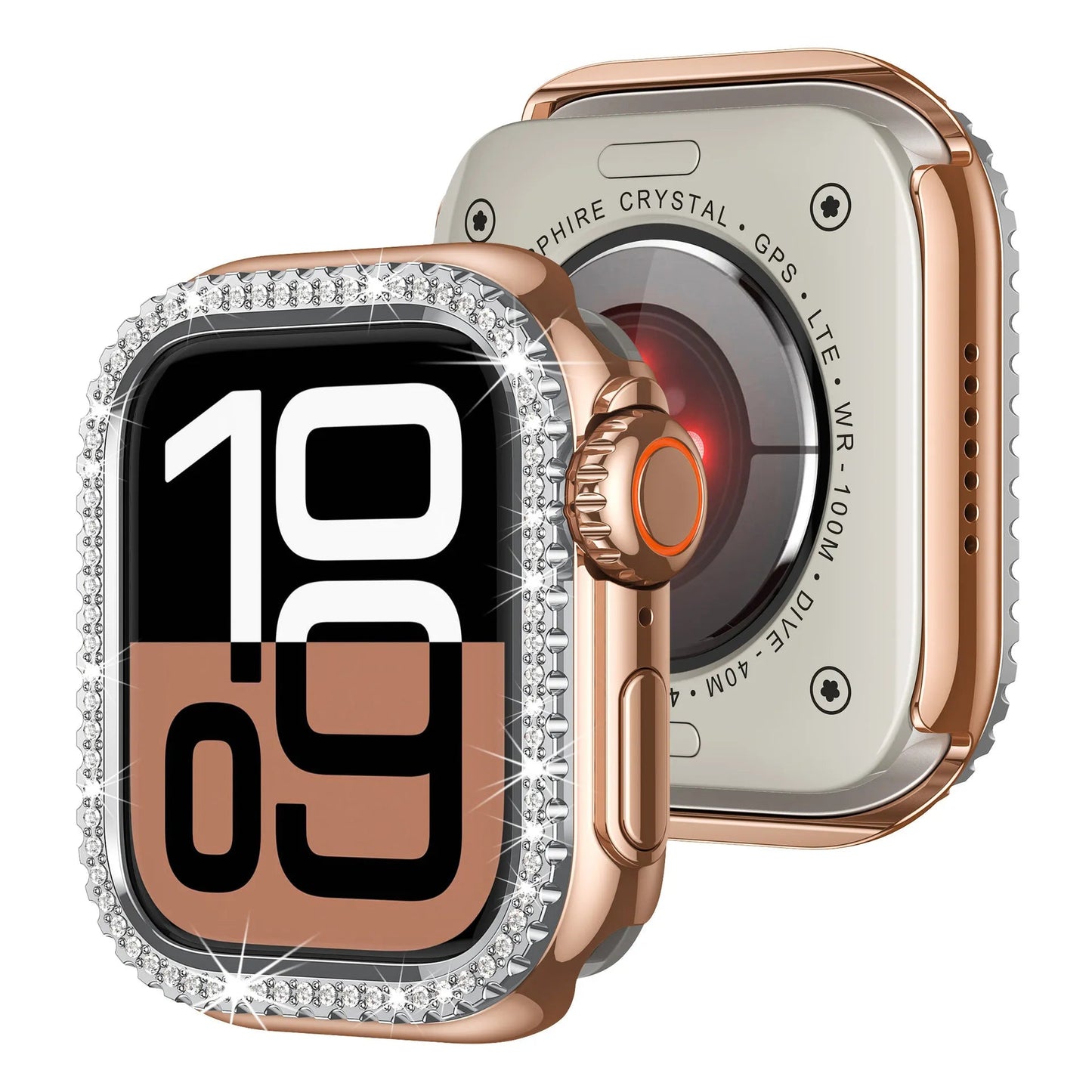 Diamond-Encrusted Apple Watch Case: Compatible with Series 4-9 & SE, Cutout Design Protective Cover Dewell X