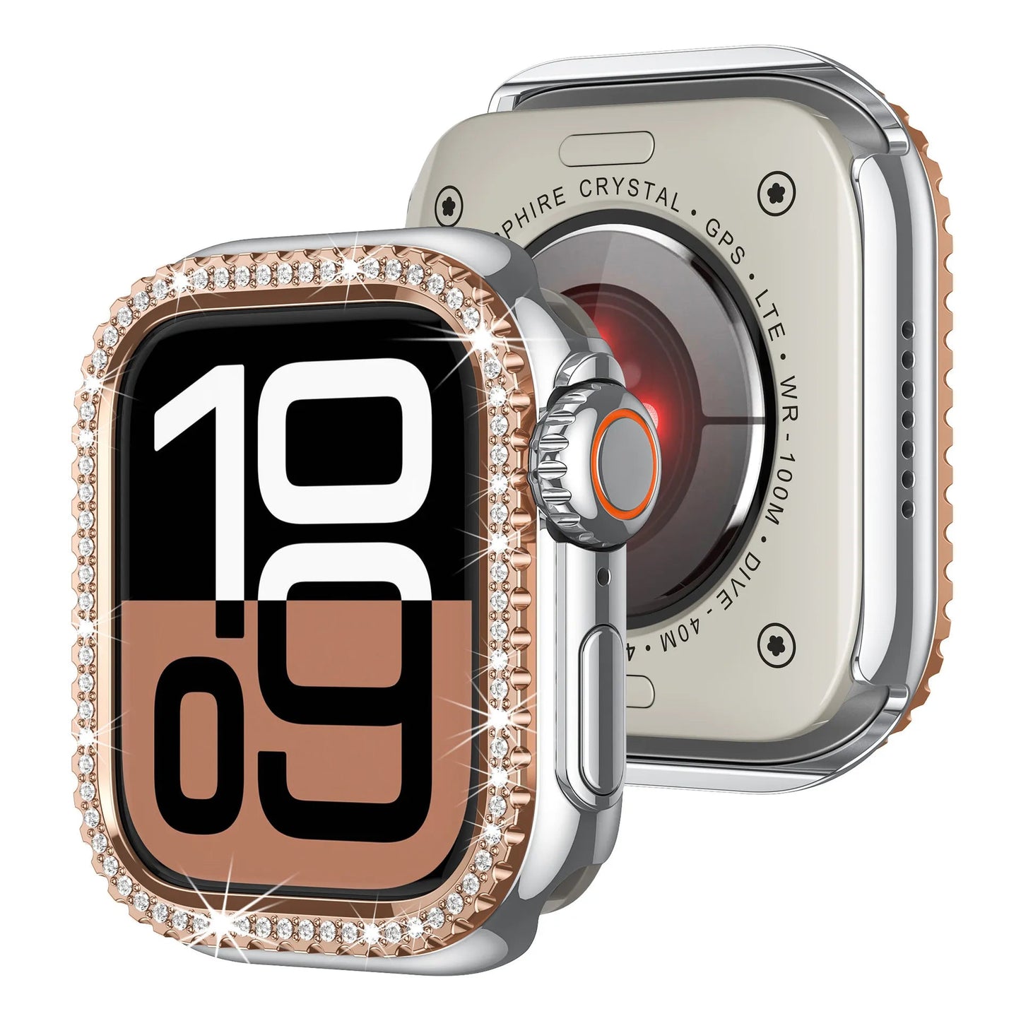 Diamond-Encrusted Apple Watch Case: Compatible with Series 4-9 & SE, Cutout Design Protective Cover Dewell X