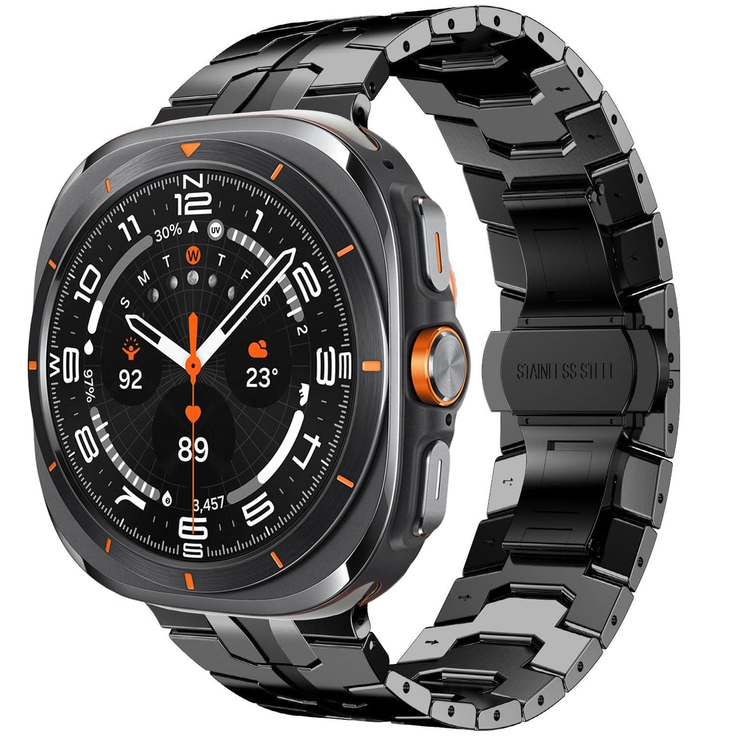 Stainless Steel Metal Watch Band for Samsung Galaxy Watch 7 Ultra Black Galaxy Ultra 47mm Dewell X