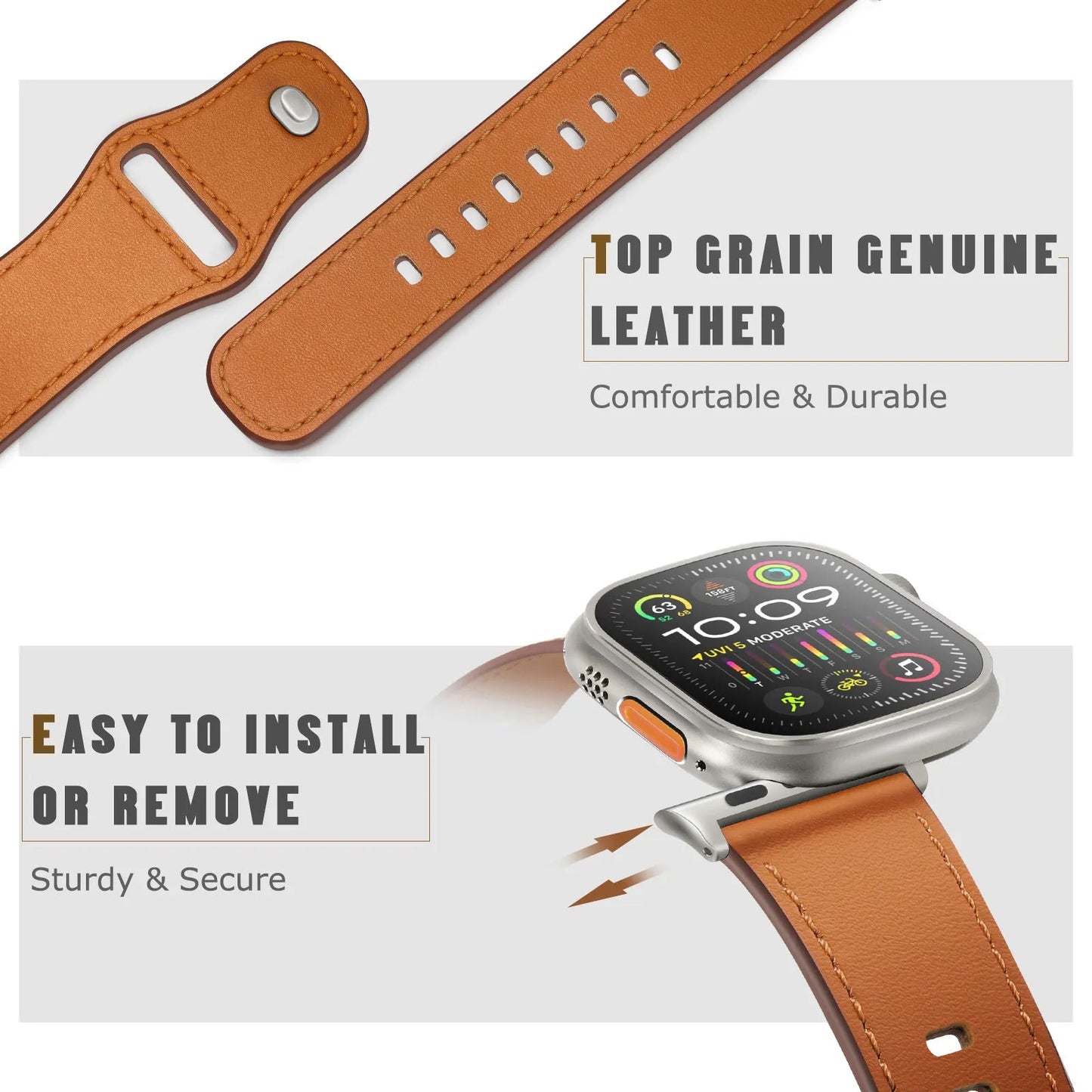 Top-grain cowhide strap Ultra model Star Hao new version suitable for Apple Watch 10 Dewell X