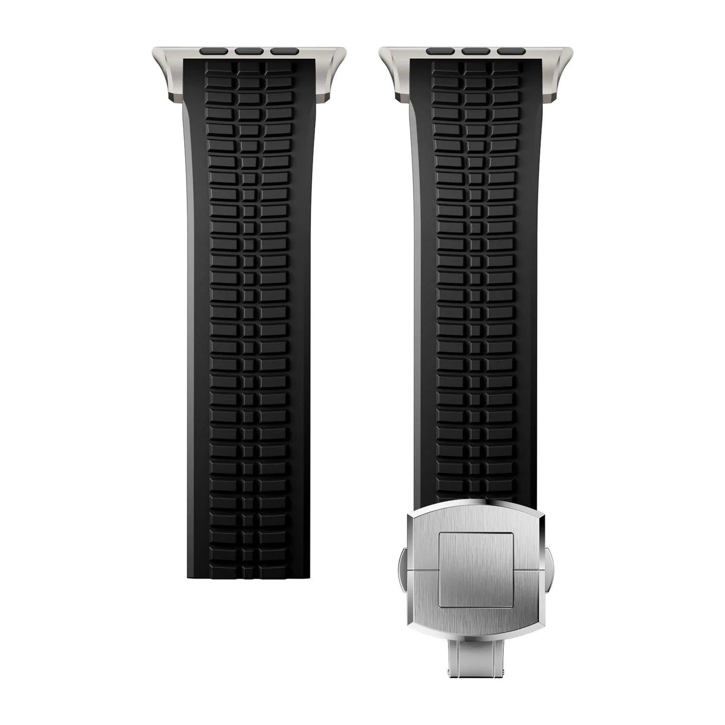 New fluororubber dual press-button watch strap suitable for Apple Watch models 10, 9, 8, 7, 6, 5, SE, Ultra, Series 2, and Series 1 Dewell X