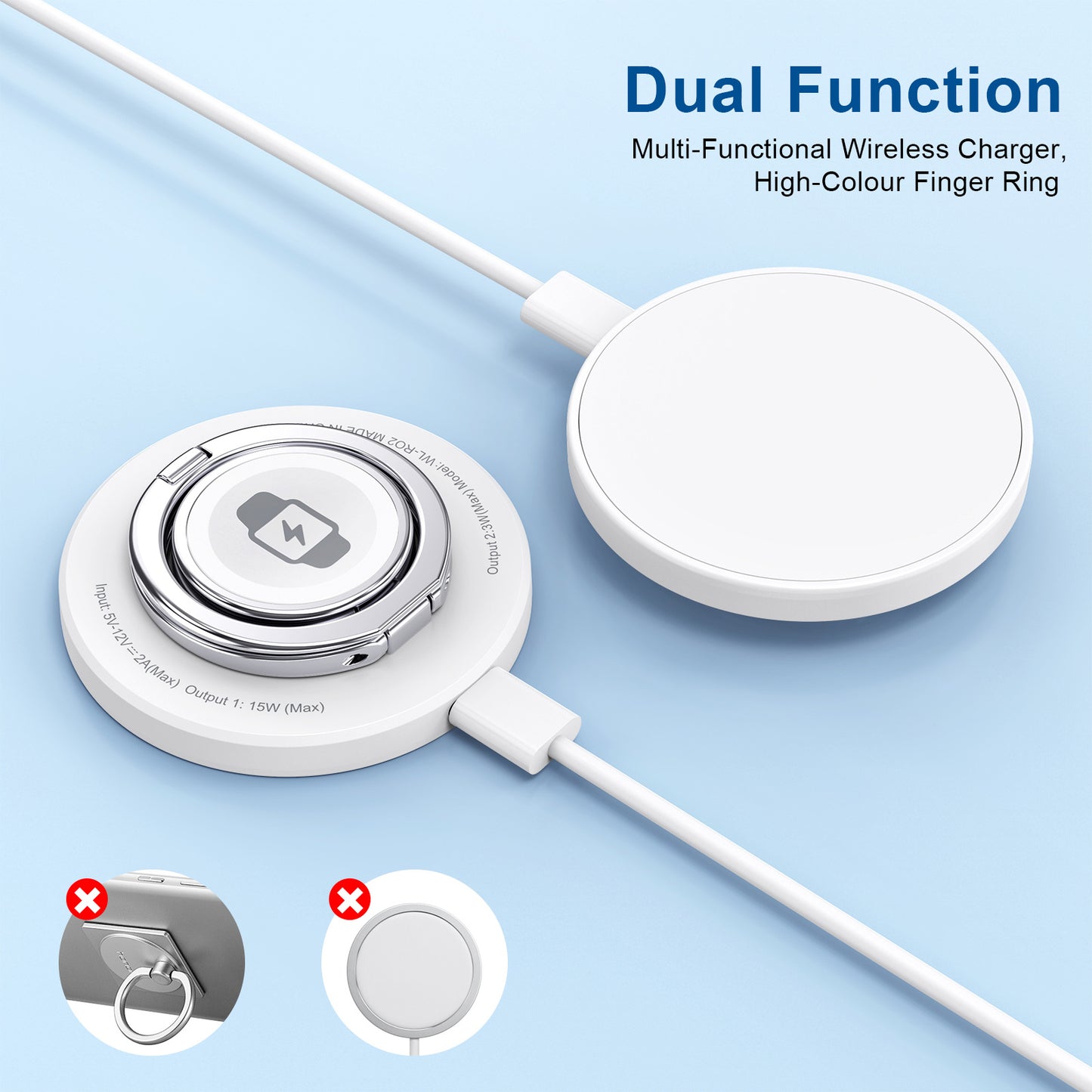 3-in-1 Wireless Charger Ring Stand Fast, Foldable & Stylish Dewell X