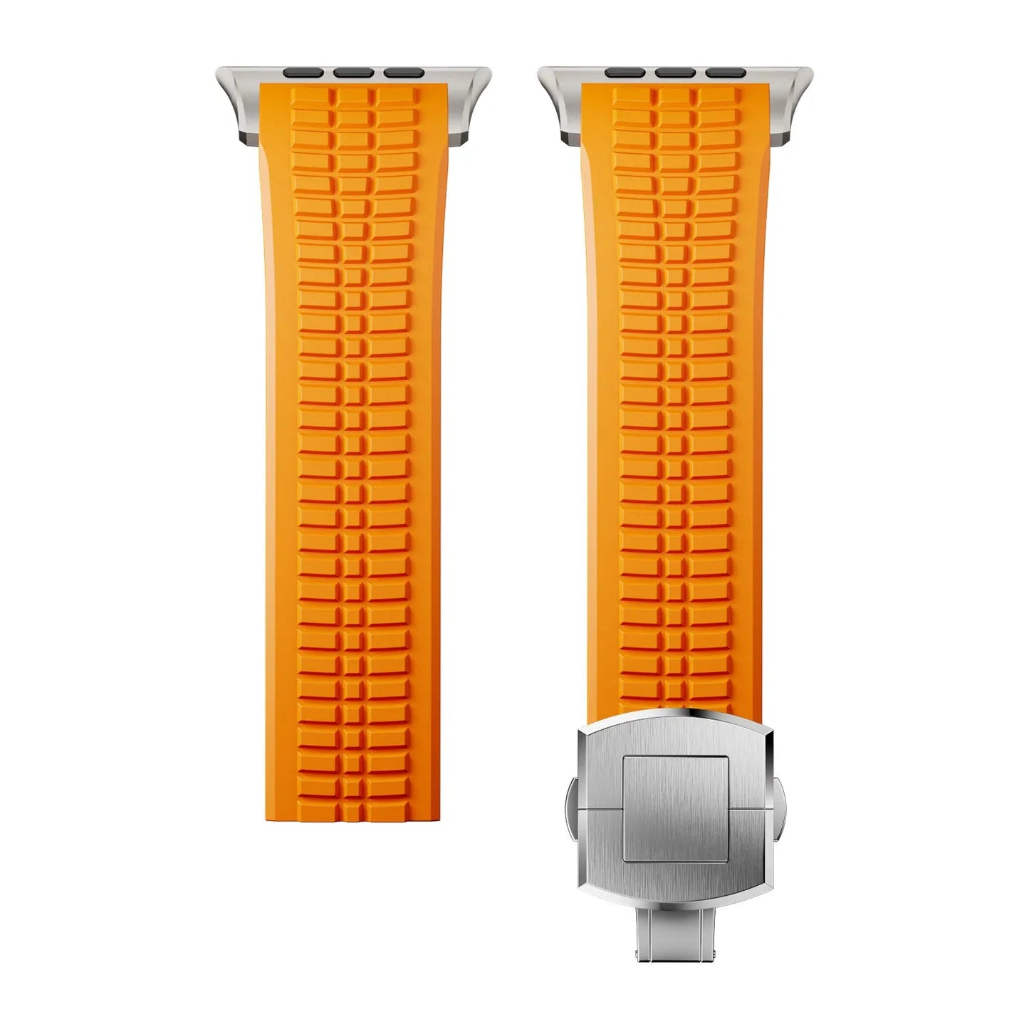 New fluororubber dual press-button watch strap suitable for Apple Watch models 10, 9, 8, 7, 6, 5, SE, Ultra, Series 2, and Series 1 Dewell X