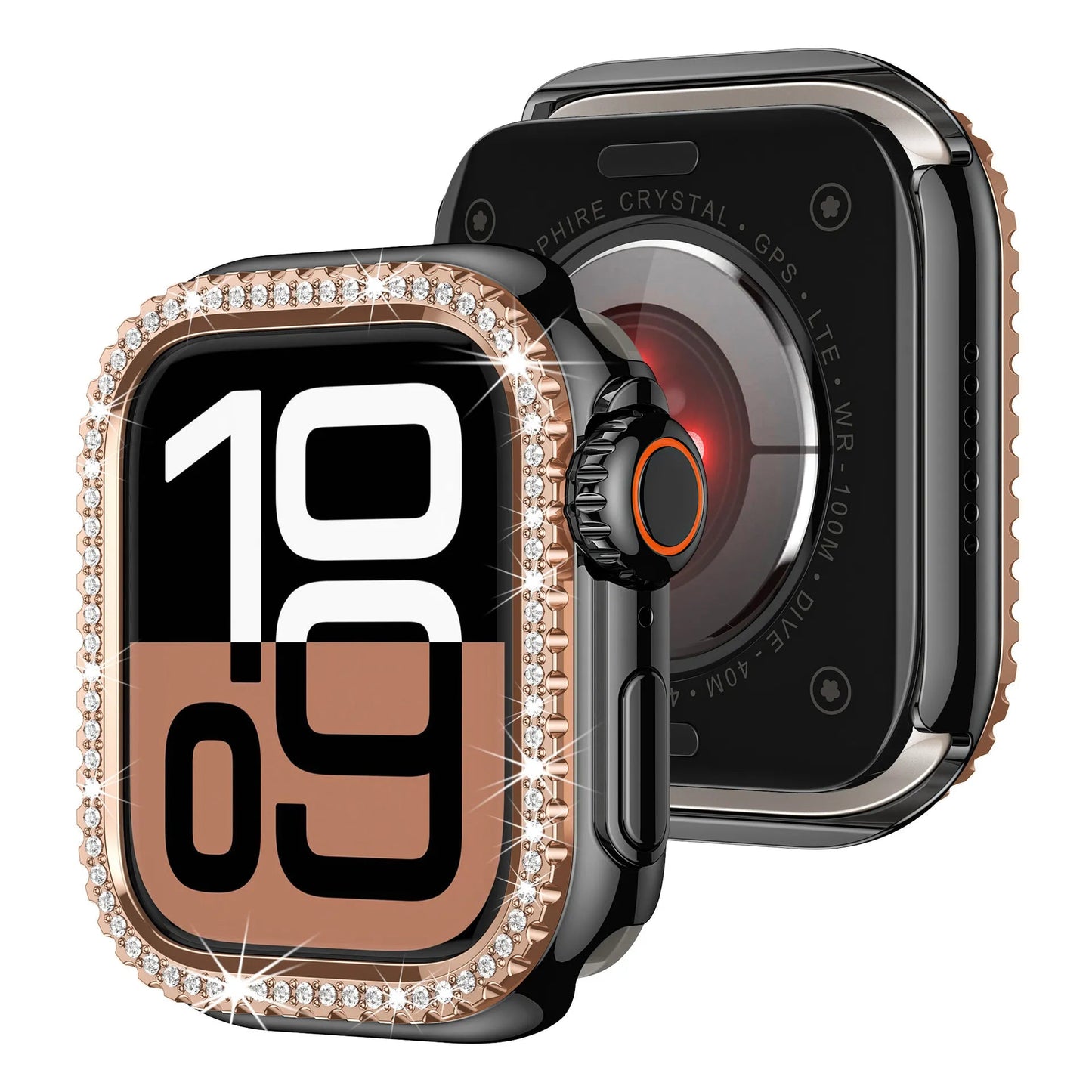 Diamond-Encrusted Apple Watch Case: Compatible with Series 4-9 & SE, Cutout Design Protective Cover Dewell X