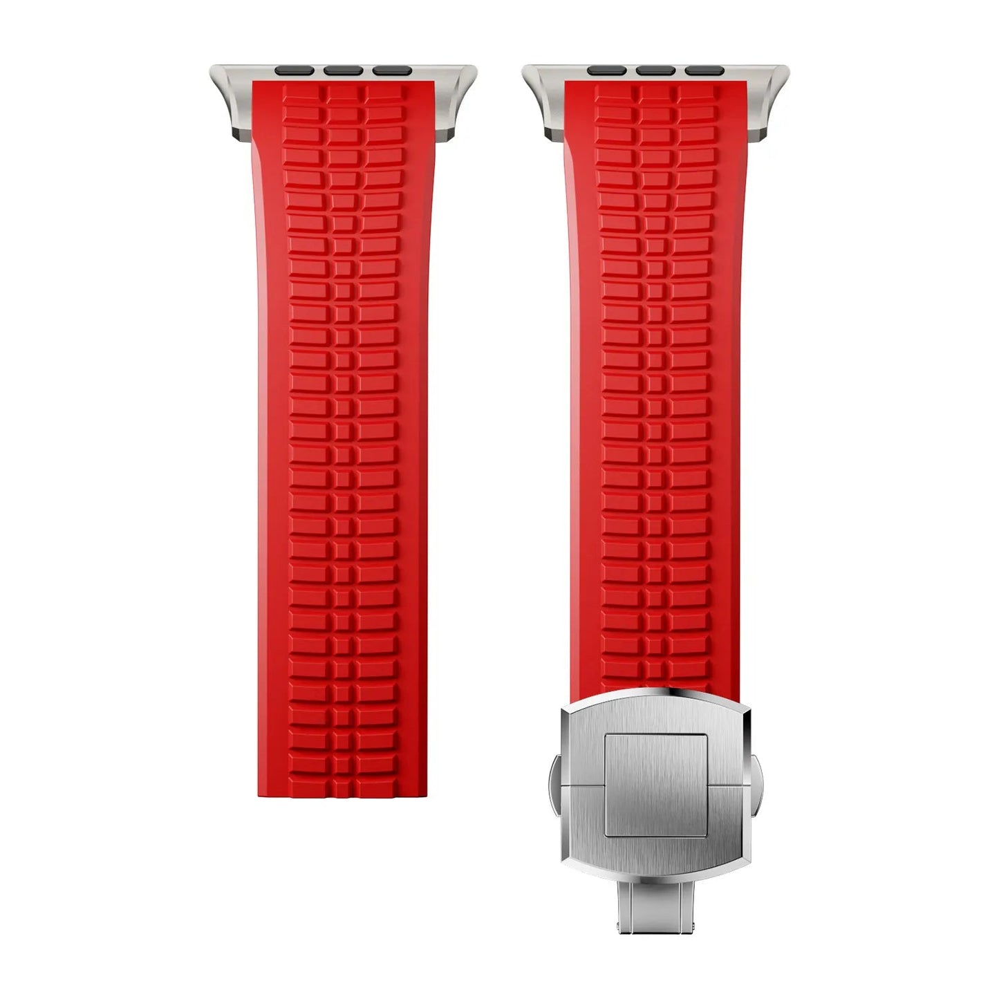 New fluororubber dual press-button watch strap suitable for Apple Watch models 10, 9, 8, 7, 6, 5, SE, Ultra, Series 2, and Series 1 Dewell X