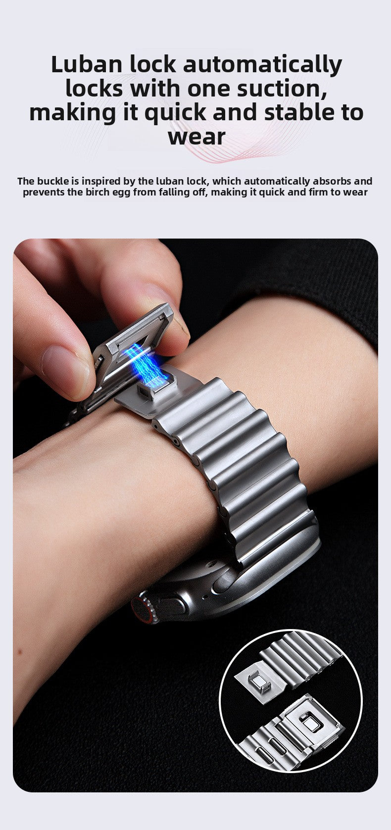 Premium Stainless Steel Ocean Band for Apple Watch - Scratch-Resistant Magnetic Link Bracelet