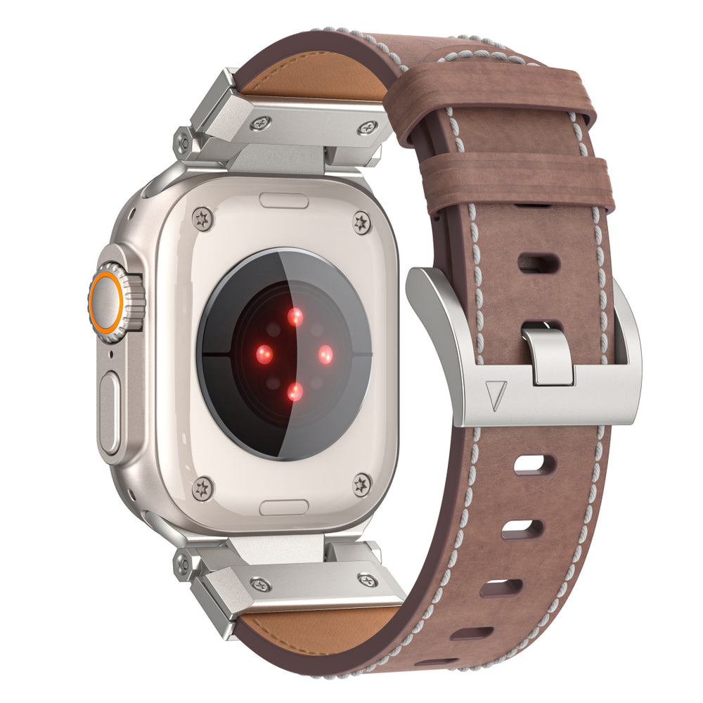Mecha-Inspired Vintage Leather Band for Apple Watch - Dewell X