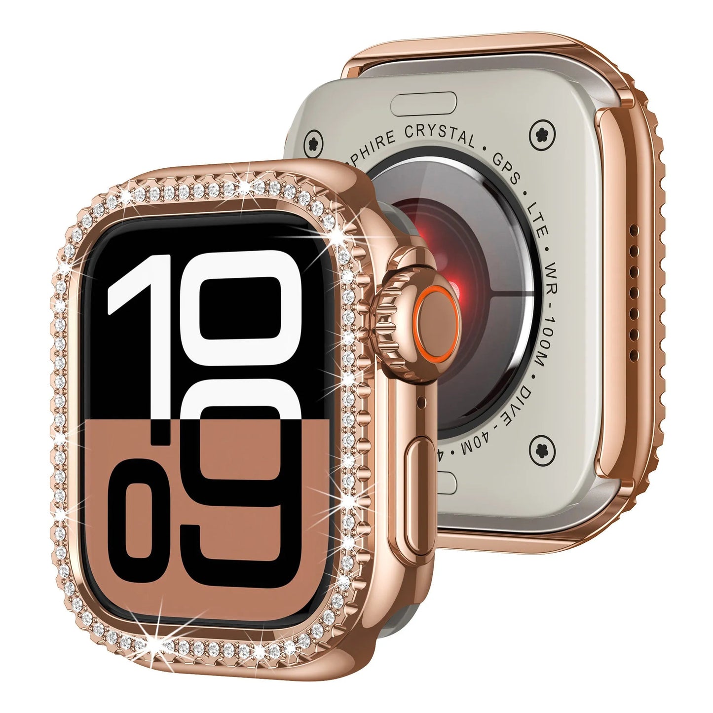 Diamond-Encrusted Apple Watch Case: Compatible with Series 4-9 & SE, Cutout Design Protective Cover Dewell X
