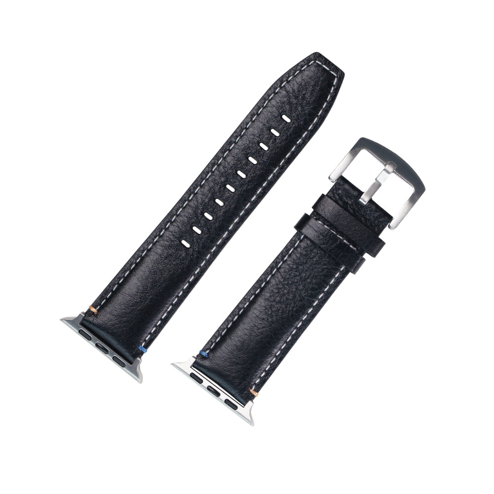 Leather Band for Apple Watch | Dual-Layer Nubuck Comfort Black Dewell X