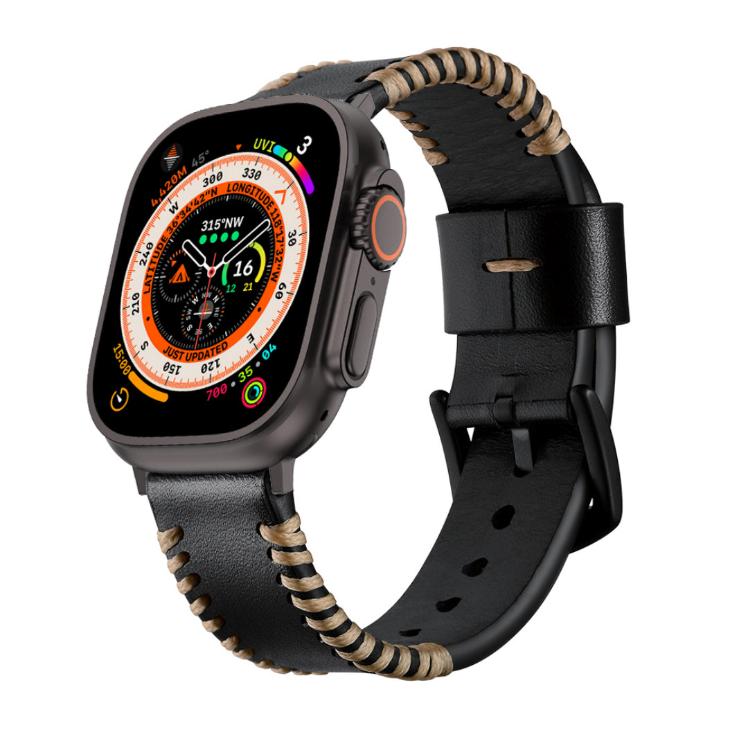 Wilderness Leather Band for Apple Watch Black Dewell X