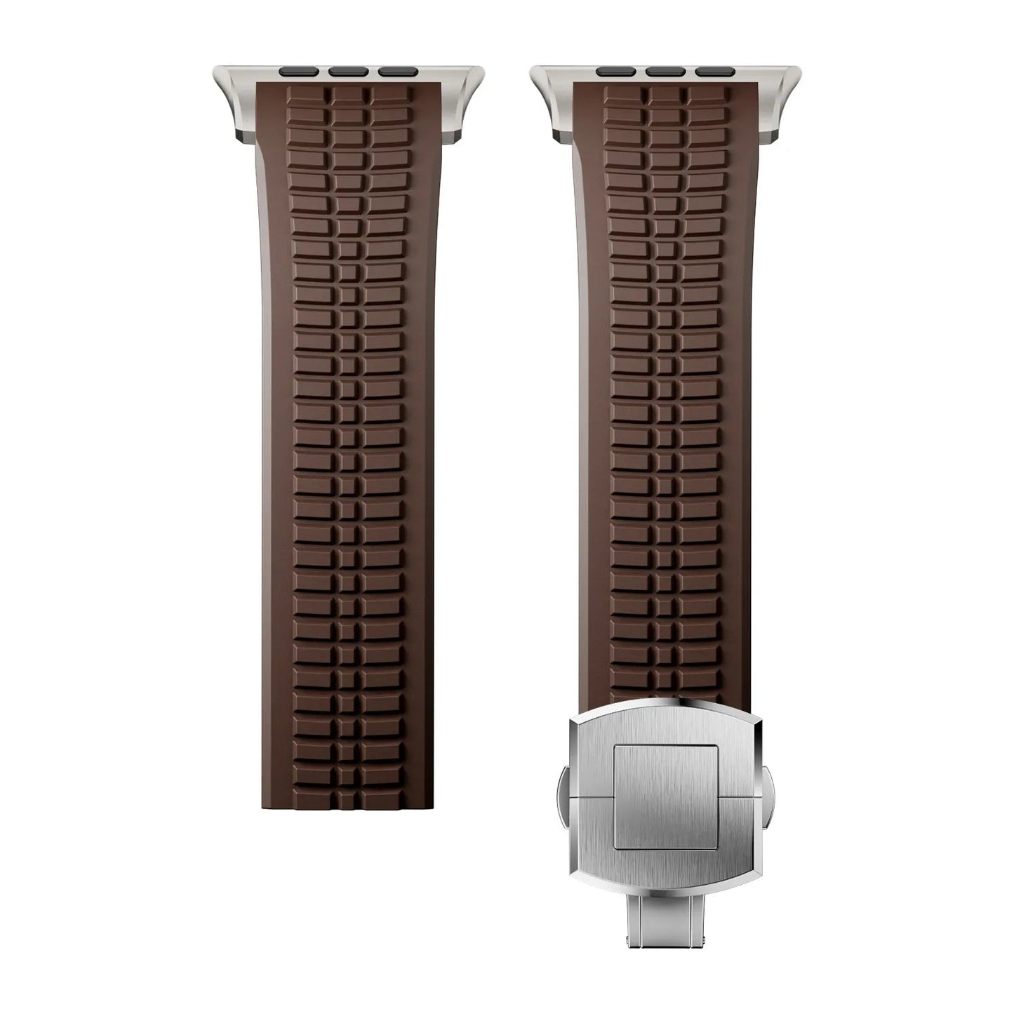 New fluororubber dual press-button watch strap suitable for Apple Watch models 10, 9, 8, 7, 6, 5, SE, Ultra, Series 2, and Series 1 Dewell X