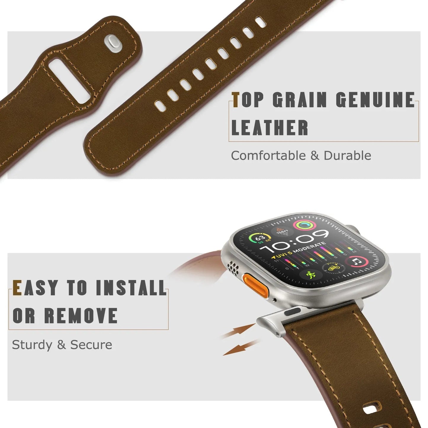 Top-grain cowhide strap Ultra model Star Hao new version suitable for Apple Watch 10 Dewell X
