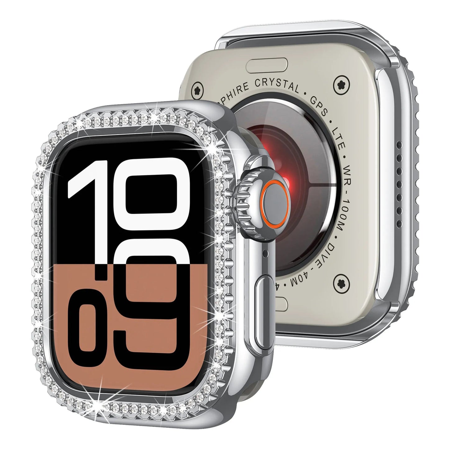 Diamond-Encrusted Apple Watch Case: Compatible with Series 4-9 & SE, Cutout Design Protective Cover Dewell X