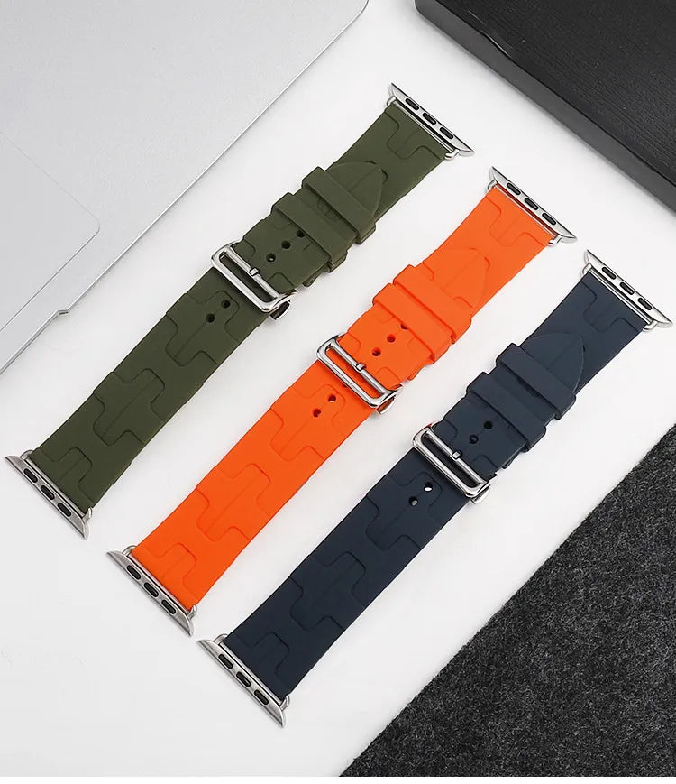 Skin-Friendly Silicone Band for Apple Watch Series 10 – Original Buckle, 42mm/46mm Dewell X