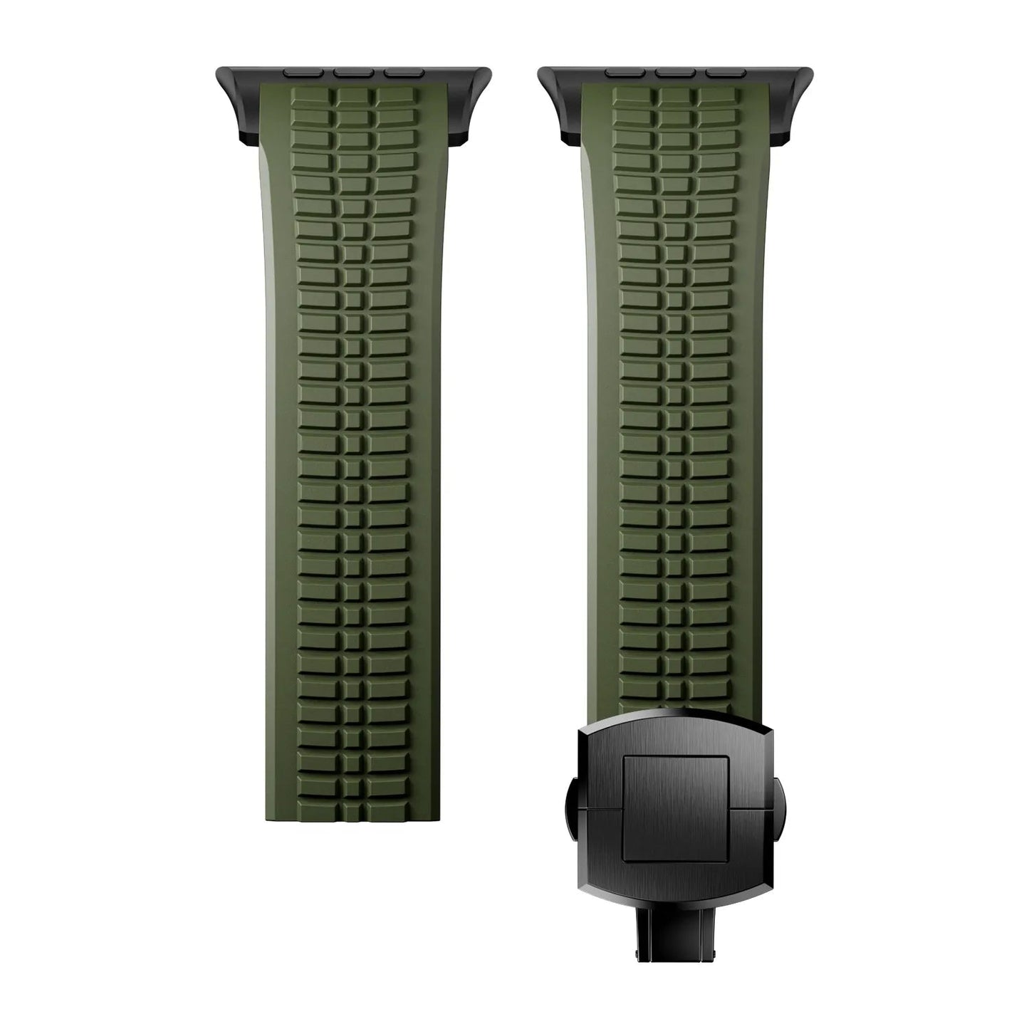 New fluororubber dual press-button watch strap suitable for Apple Watch models 10, 9, 8, 7, 6, 5, SE, Ultra, Series 2, and Series 1 Dewell X
