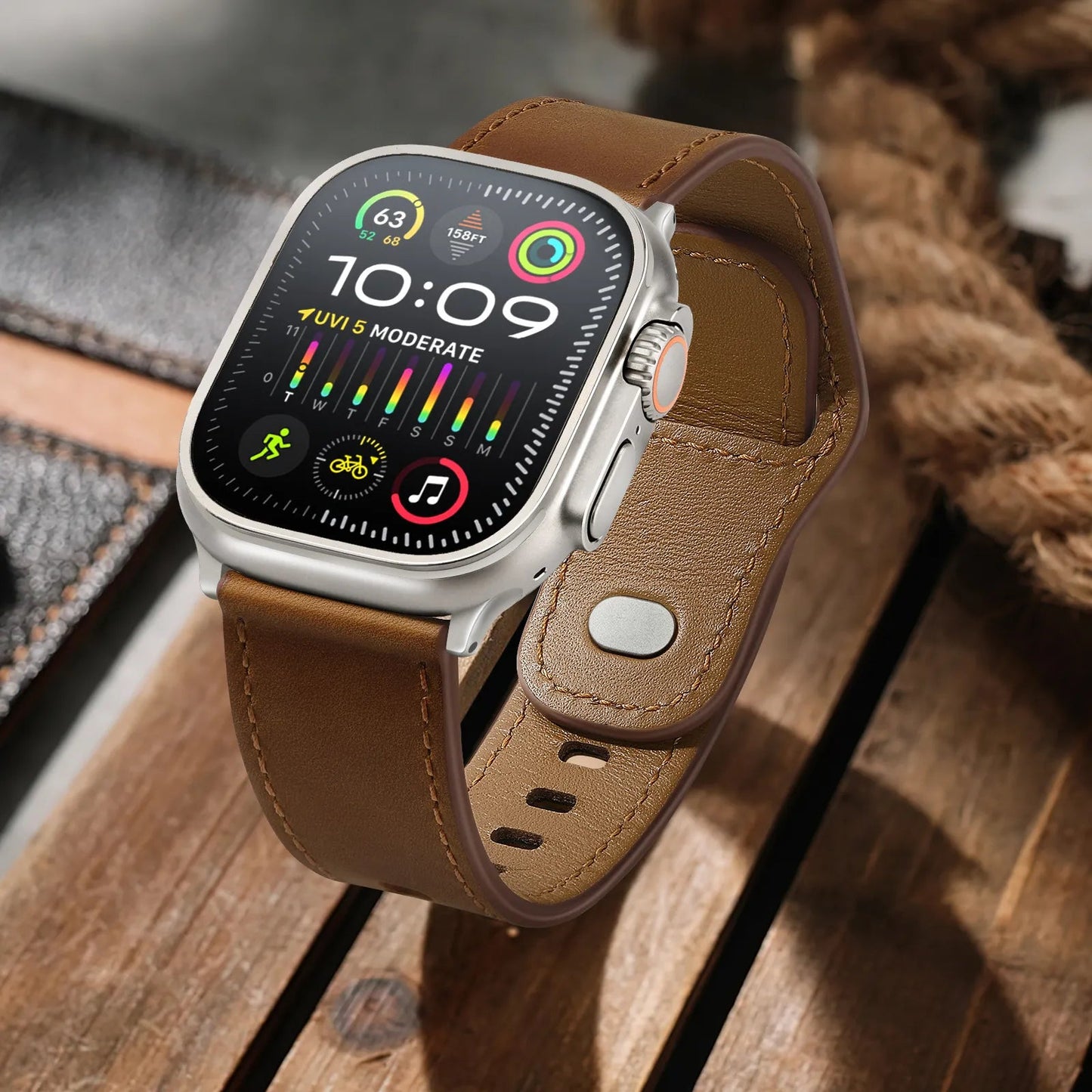 Top-grain cowhide strap Ultra model Star Hao new version suitable for Apple Watch 10 Dewell X