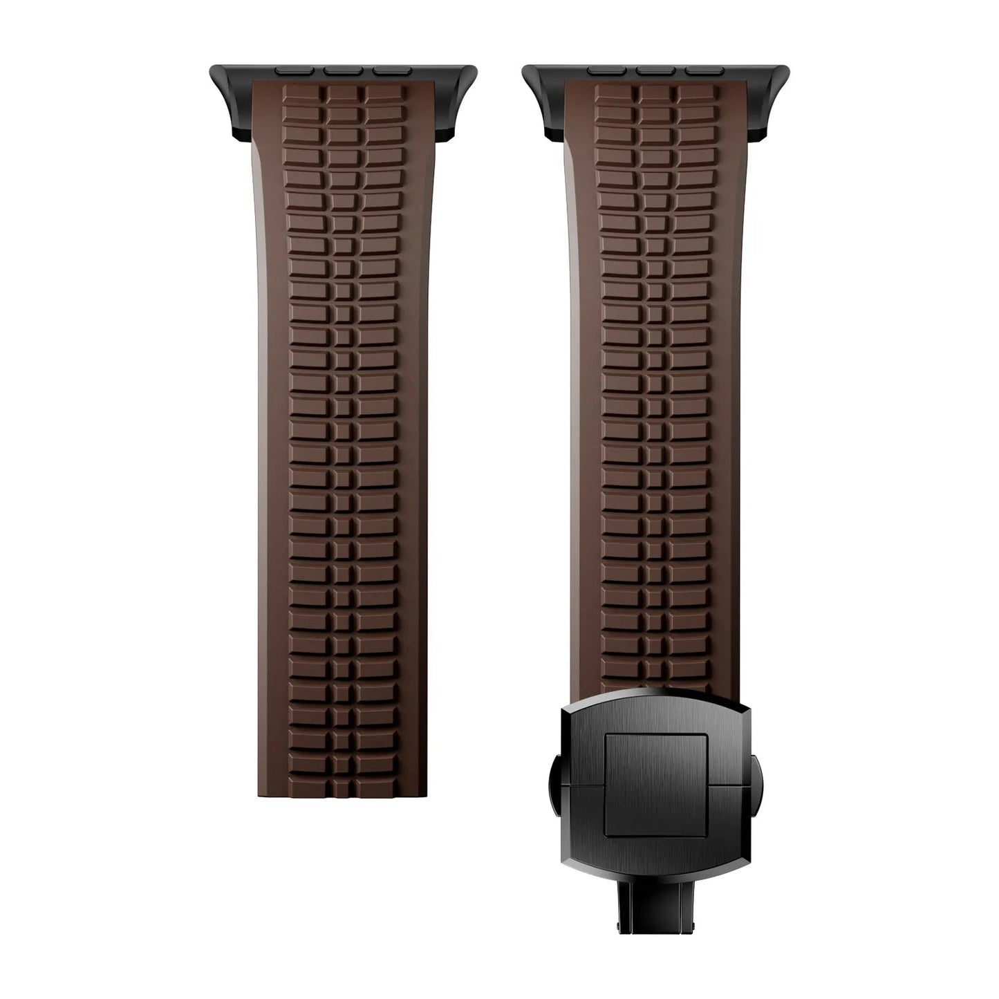 New fluororubber dual press-button watch strap suitable for Apple Watch models 10, 9, 8, 7, 6, 5, SE, Ultra, Series 2, and Series 1 Dewell X