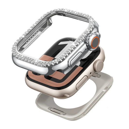 Diamond-Encrusted Apple Watch Case: Compatible with Series 4-9 & SE, Cutout Design Protective Cover - Dewell X