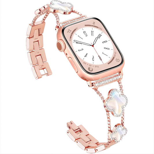 Bling Diamond Clover Bands for Women - Lucky, Cute & Sparkle Dressy Metal Bracelet Strap for Apple Watch - Dewell X