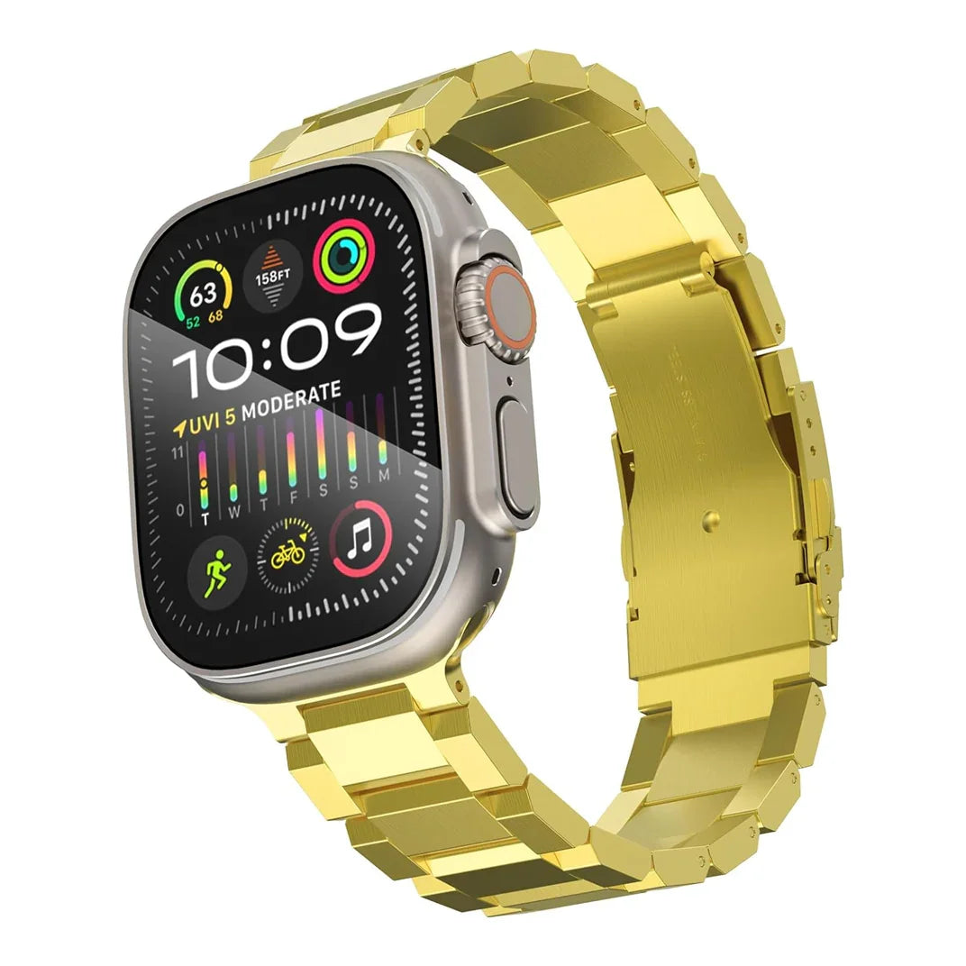Titanium Metal Watchband For Apple Watch Gold Dewell X
