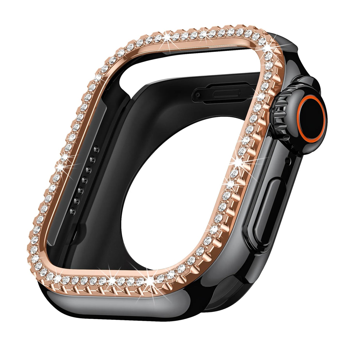 Diamond-Encrusted Apple Watch Case: Compatible with Series 4-9 & SE, Cutout Design Protective Cover Dewell X