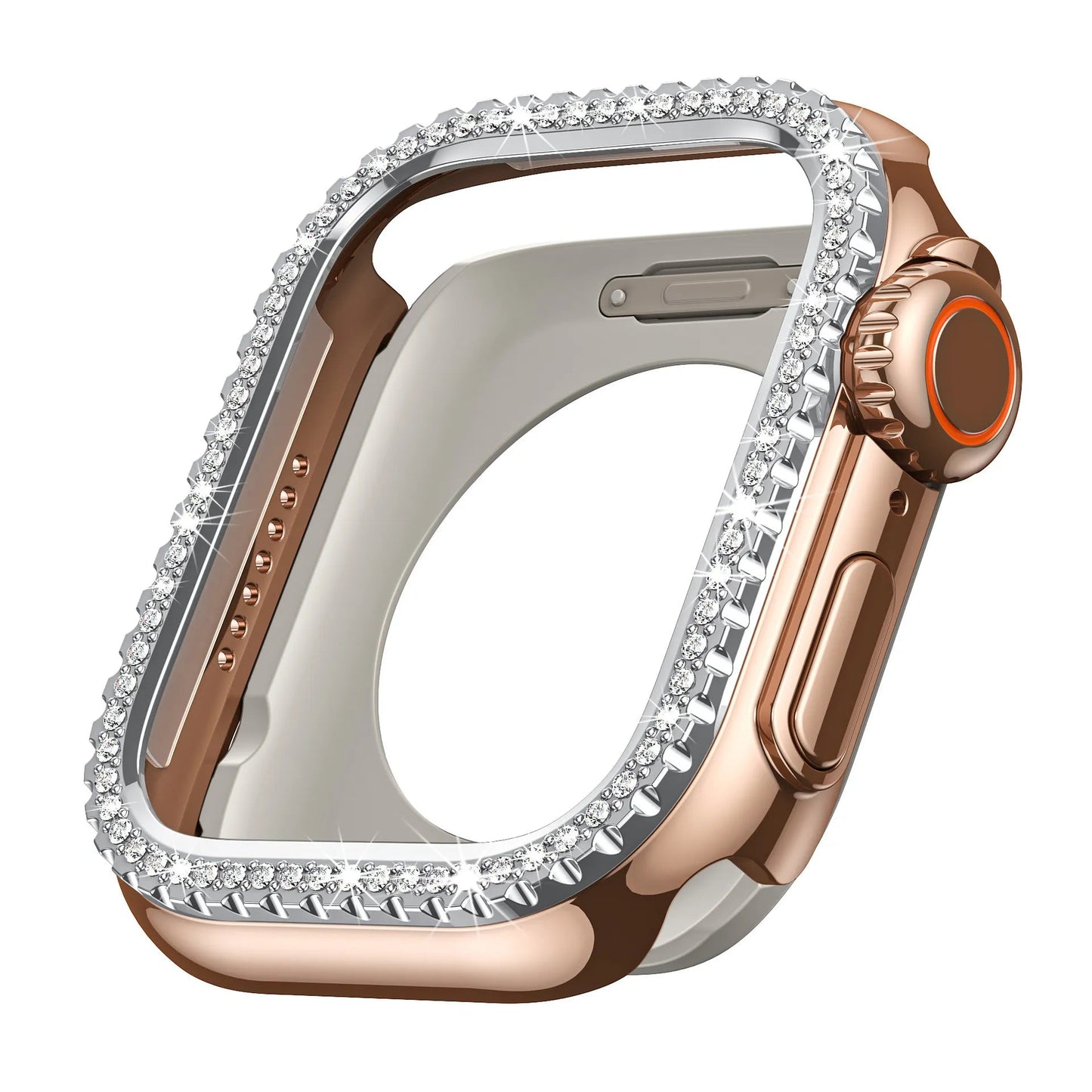 Diamond-Encrusted Apple Watch Case: Compatible with Series 4-9 & SE, Cutout Design Protective Cover Dewell X