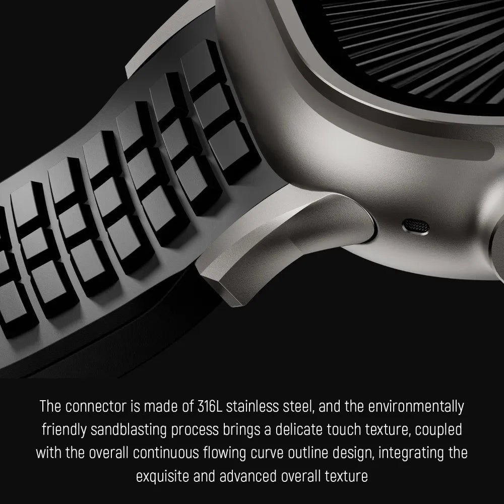 New fluororubber dual press-button watch strap suitable for Apple Watch models 10, 9, 8, 7, 6, 5, SE, Ultra, Series 2, and Series 1 Dewell X