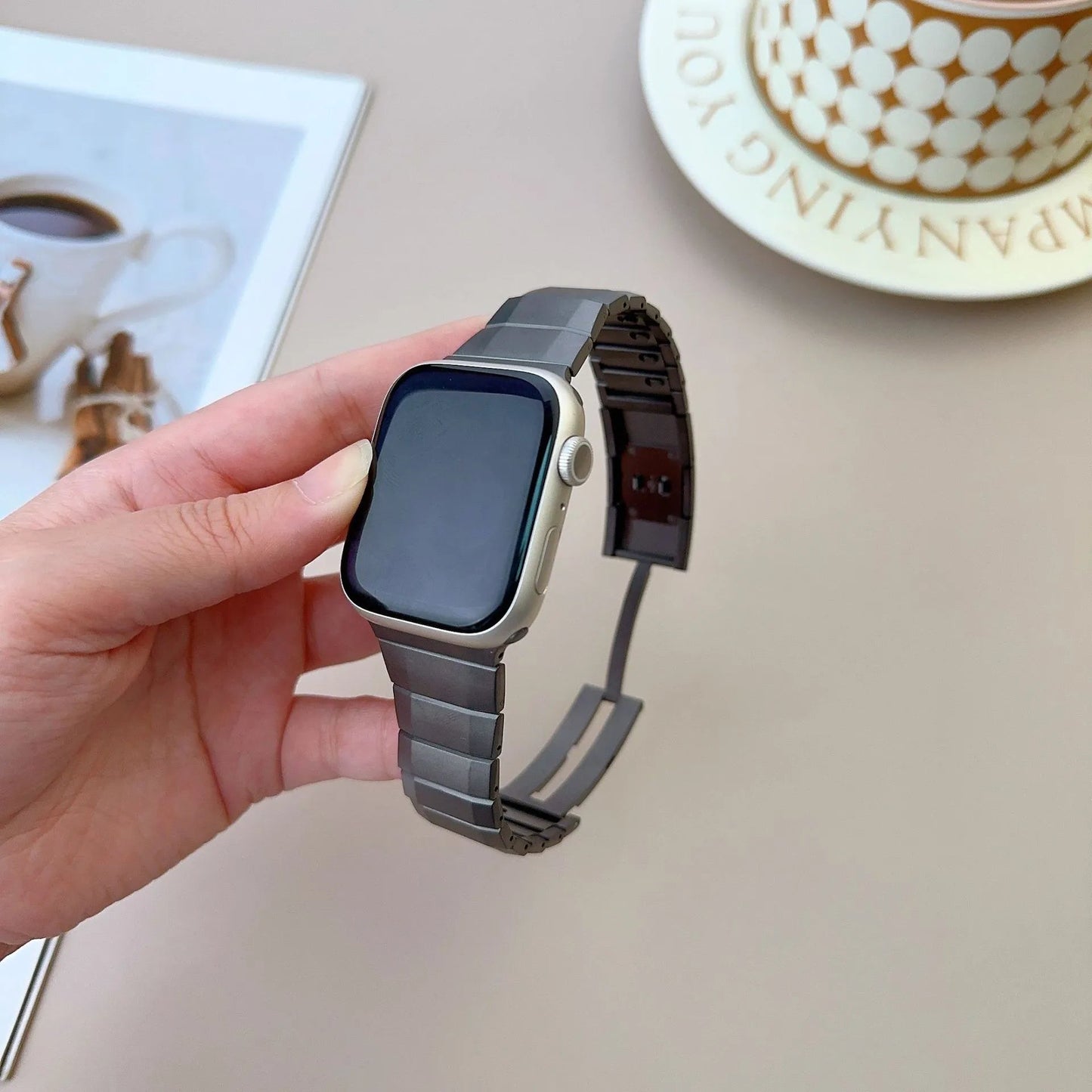 Quick-Release Stainless Steel Strap for Apple Watch 44-49mm, Classic Dewell X
