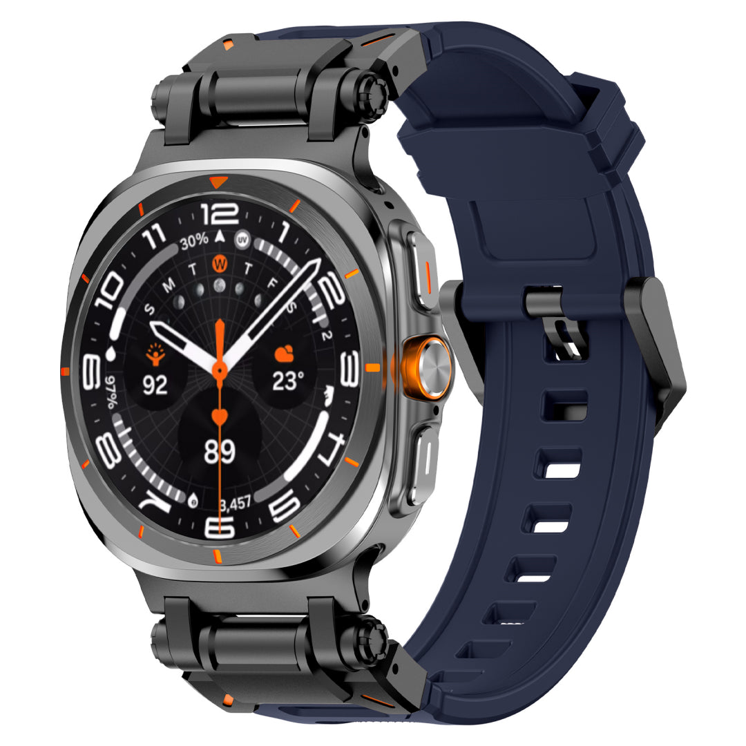 Explorer Silicone Band For Samsung Galaxy Watch Ultra Blue Band-Black Adapter Galaxy Ultra 47mm Dewell X