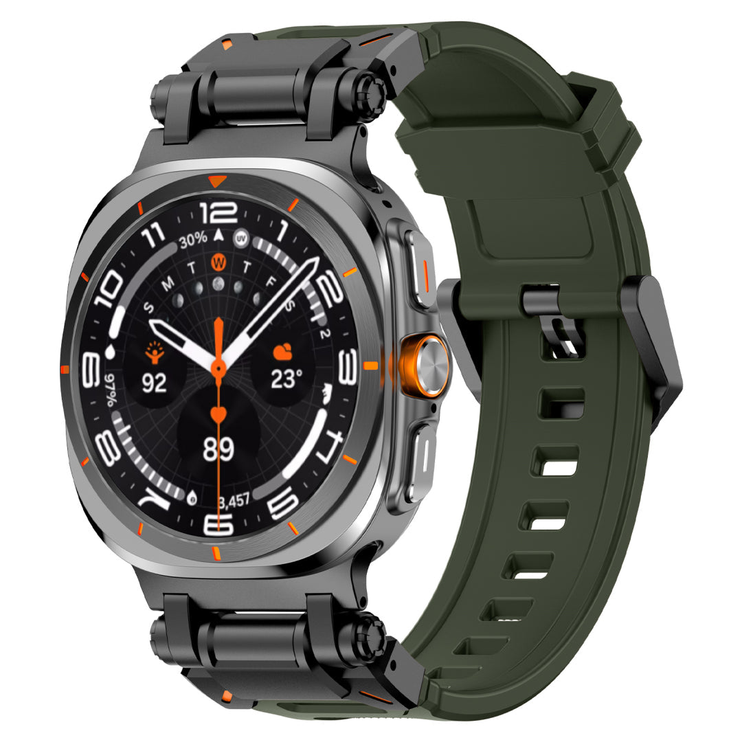 Explorer Silicone Band For Samsung Galaxy Watch Ultra Green Band-Black Adapter Galaxy Ultra 47mm Dewell X