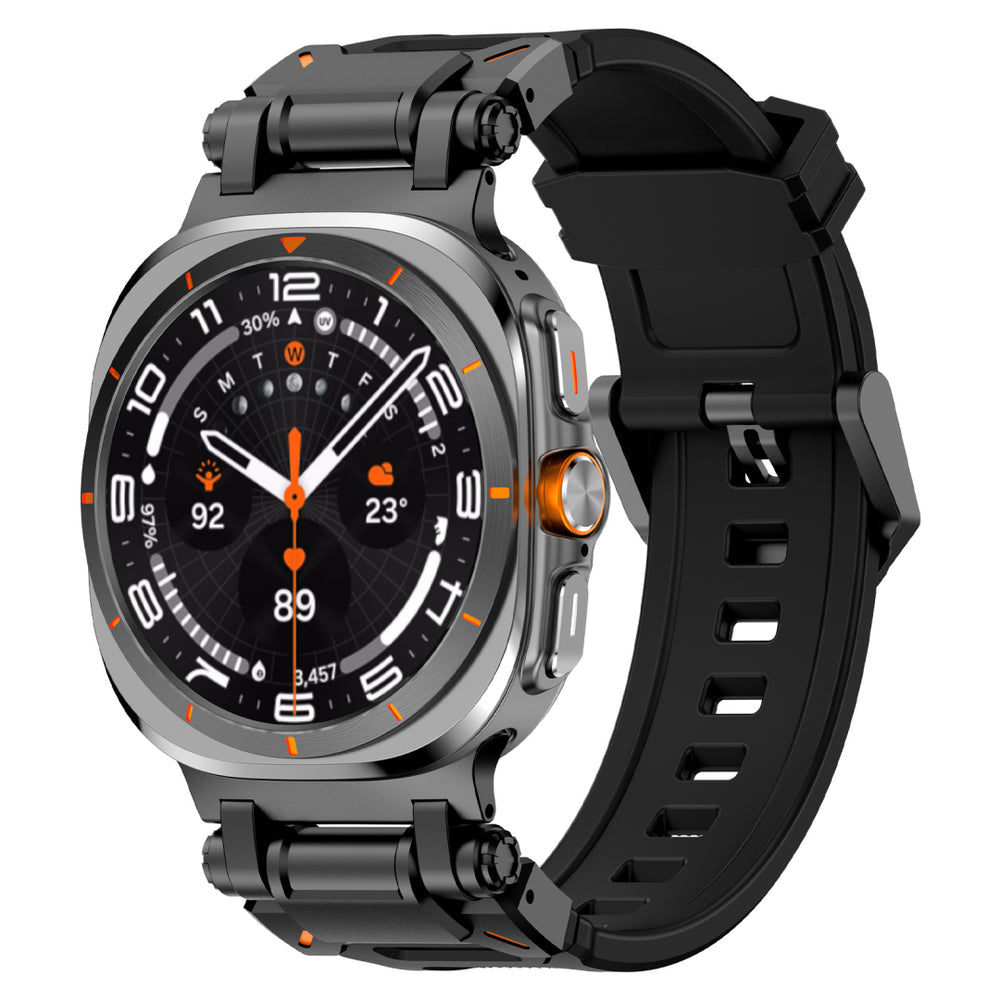 Explorer Silicone Band For Samsung Galaxy Watch Ultra Black Band-Black Adapter Galaxy Ultra 47mm Dewell X