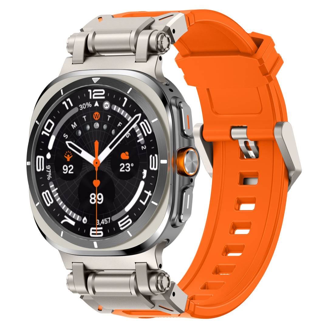 Explorer Silicone Band For Samsung Galaxy Watch Ultra Orange Band-Titanium Adapter Galaxy Ultra 47mm Dewell X