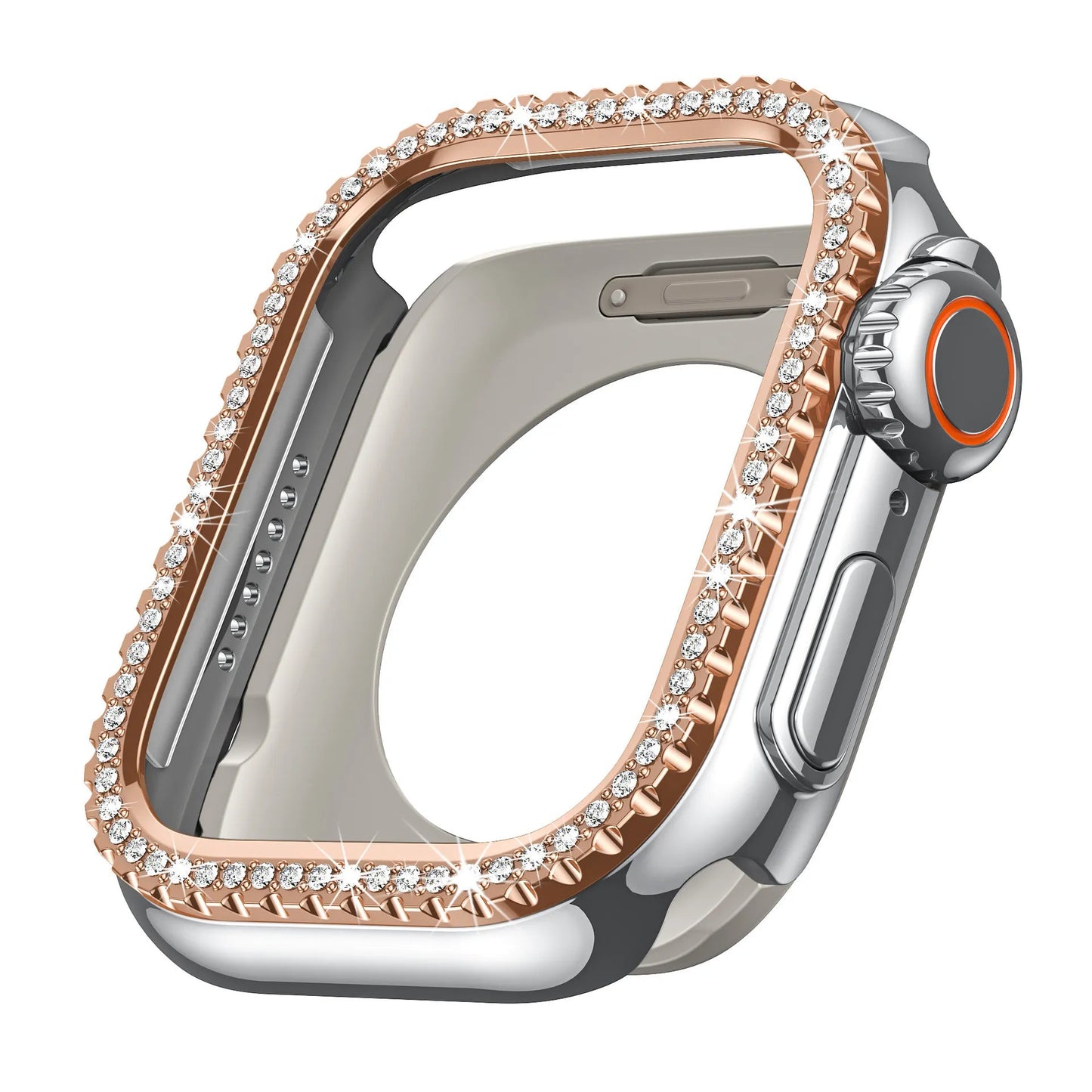 Diamond-Encrusted Apple Watch Case: Compatible with Series 4-9 & SE, Cutout Design Protective Cover Dewell X