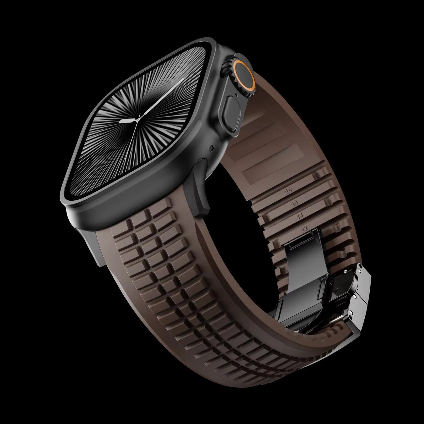 New fluororubber dual press-button watch strap suitable for Apple Watch models 10, 9, 8, 7, 6, 5, SE, Ultra, Series 2, and Series 1 Dewell X