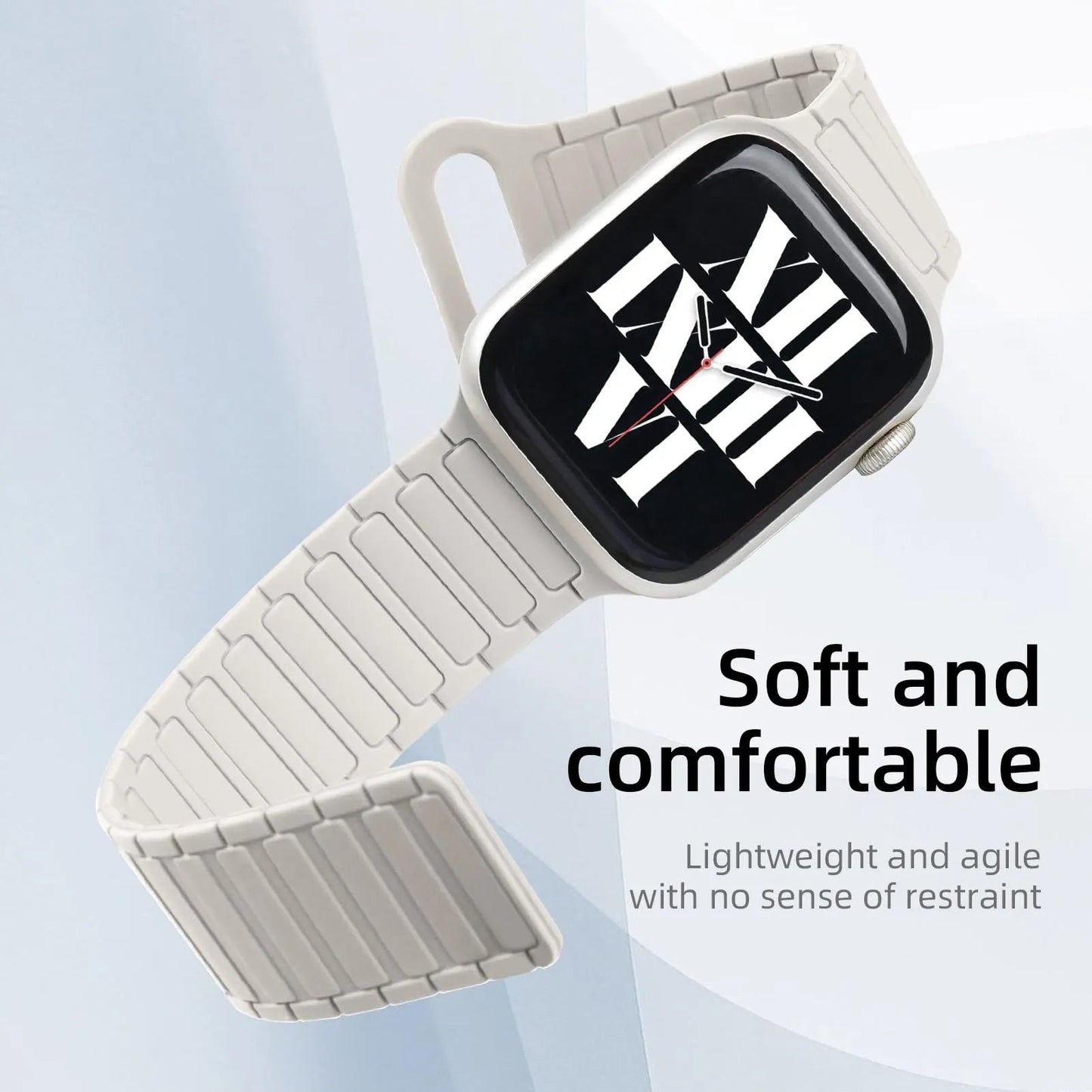 Magnetic Silicone Band for Apple Watch – Compatible with Ultra 2, Ultra, Series 1–10, SE (38–49mm) Dewell X