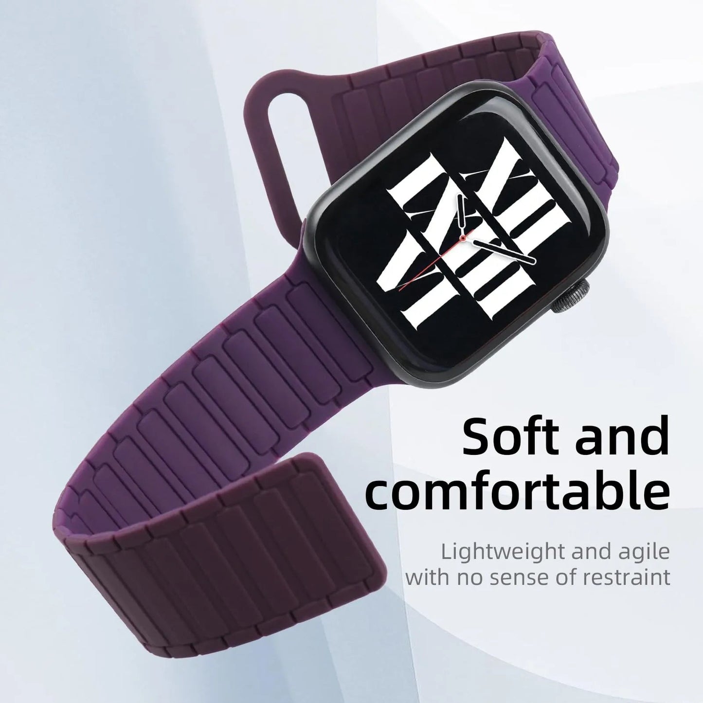 Magnetic Silicone Band for Apple Watch – Compatible with Ultra 2, Ultra, Series 1–10, SE (38–49mm) Dewell X