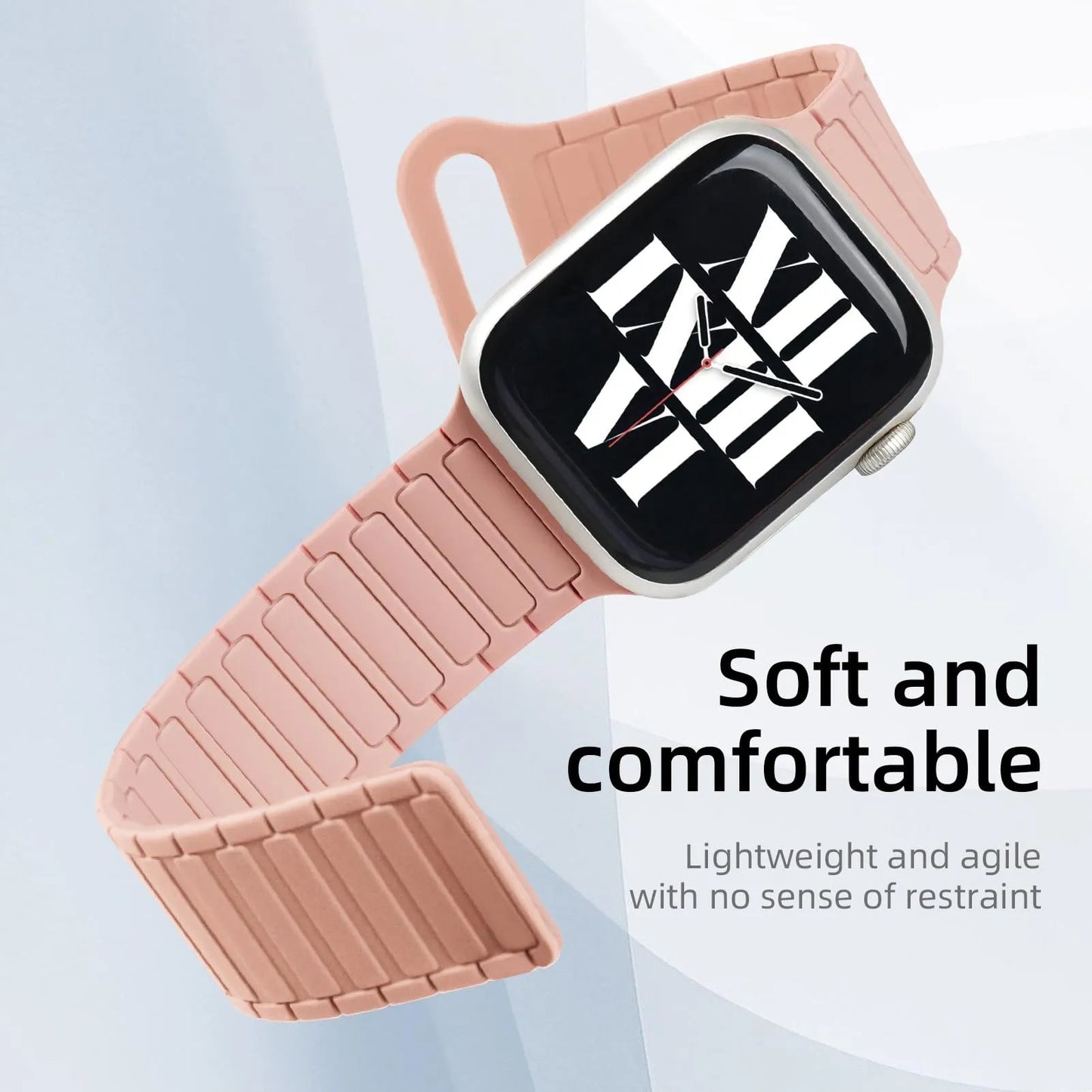Magnetic Silicone Band for Apple Watch – Compatible with Ultra 2, Ultra, Series 1–10, SE (38–49mm) Dewell X