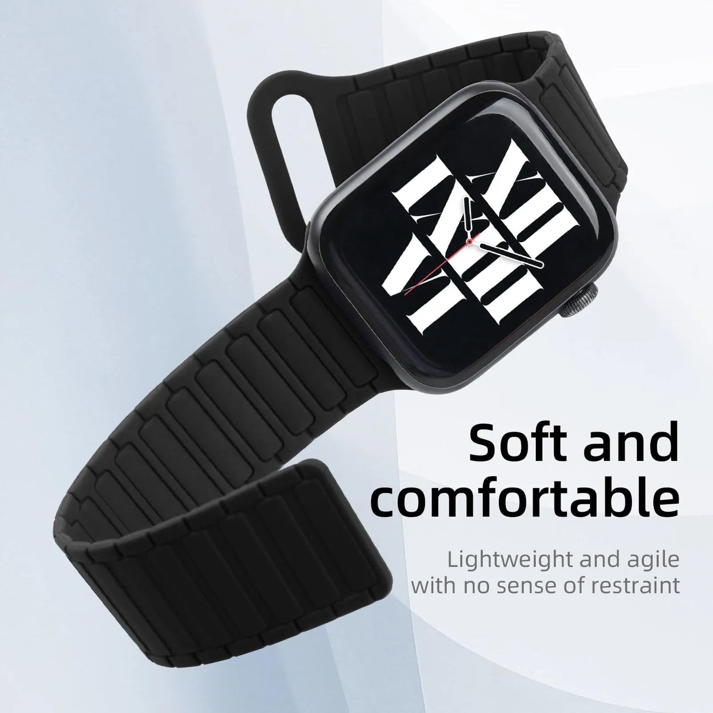 Magnetic Silicone Band for Apple Watch – Compatible with Ultra 2, Ultra, Series 1–10, SE (38–49mm) Dewell X