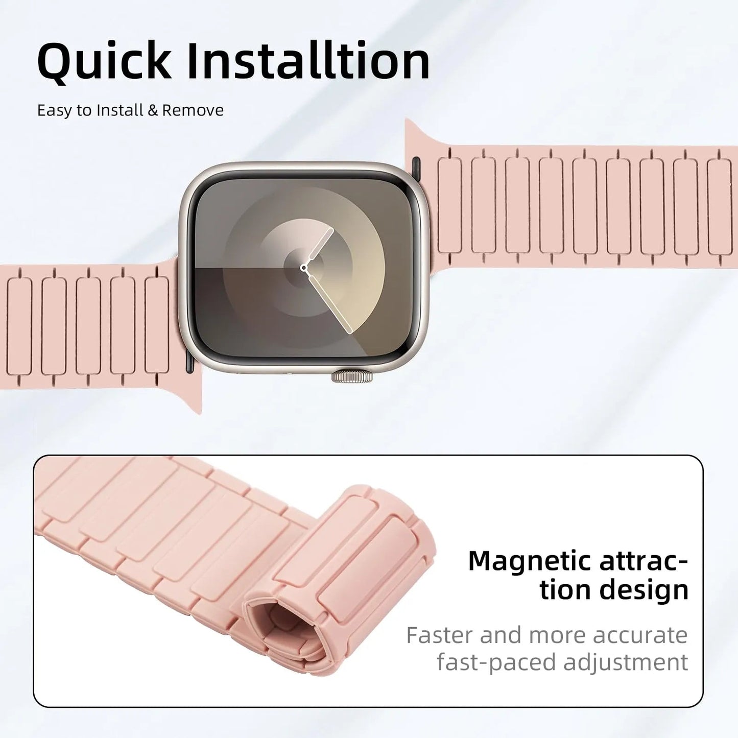 Magnetic Silicone Band for Apple Watch – Compatible with Ultra 2, Ultra, Series 1–10, SE (38–49mm) Dewell X