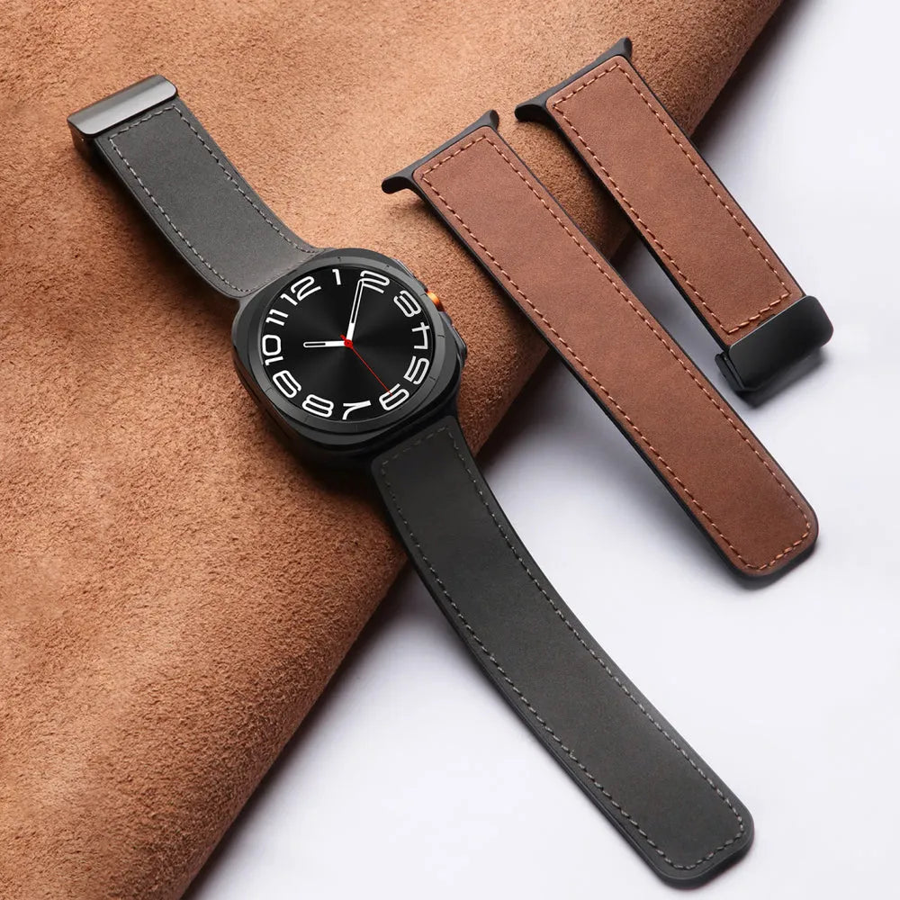 Magnetic Leather & Silicone Band for Samsung Galaxy Watch Ultra Dewell X