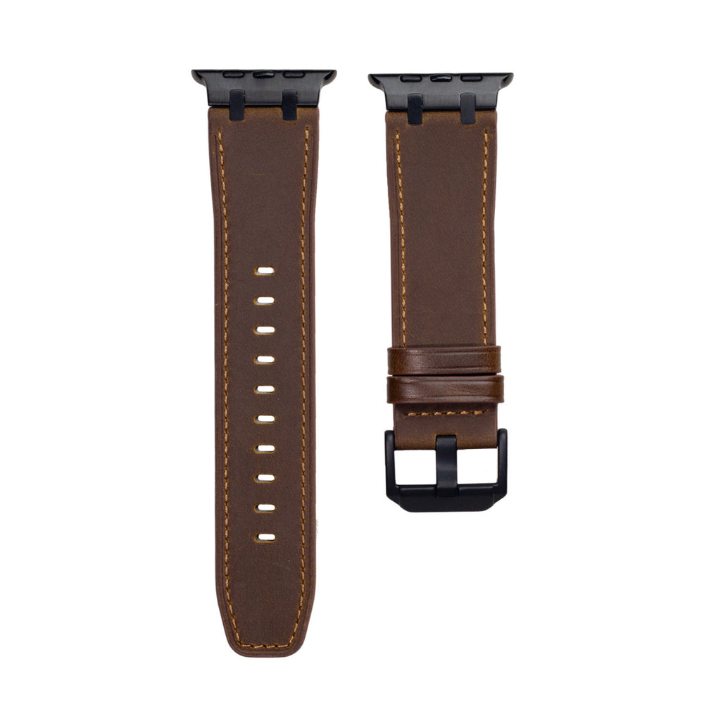 AP Leather Band for Apple Watch,Vintage Development Dark Brown -Black Adapter Dewell X