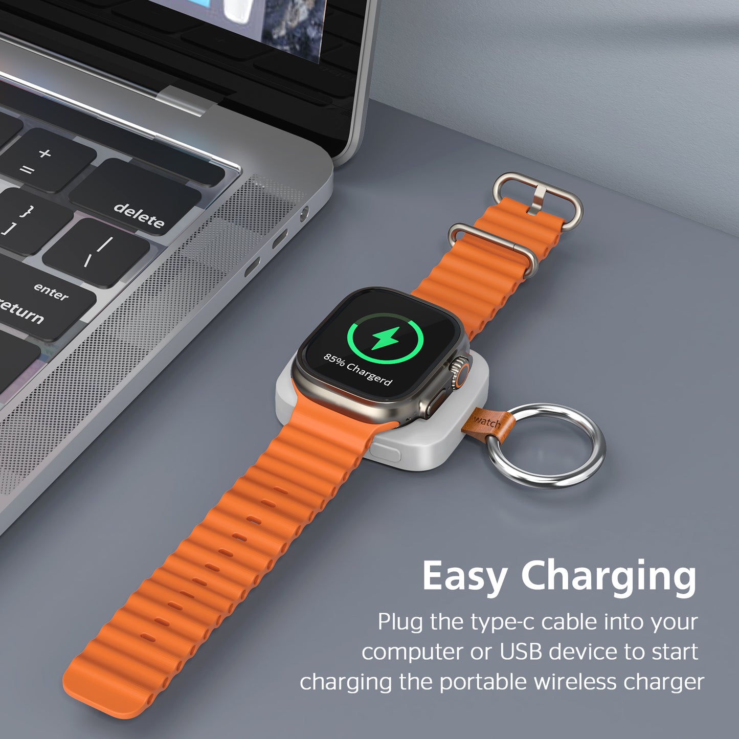 Portable Smartwatch Charger | 1200mAh Keychain Power Bank | Wireless Travel Charging Companion Dewell X
