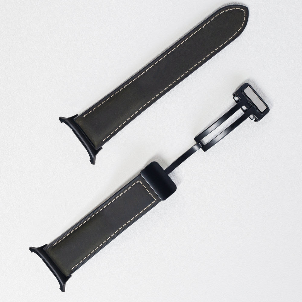 Magnetic Leather Band For Samsung Galaxy Watch Ultra Black Adapter-Black Band Galaxy Ultra 47mm Dewell X