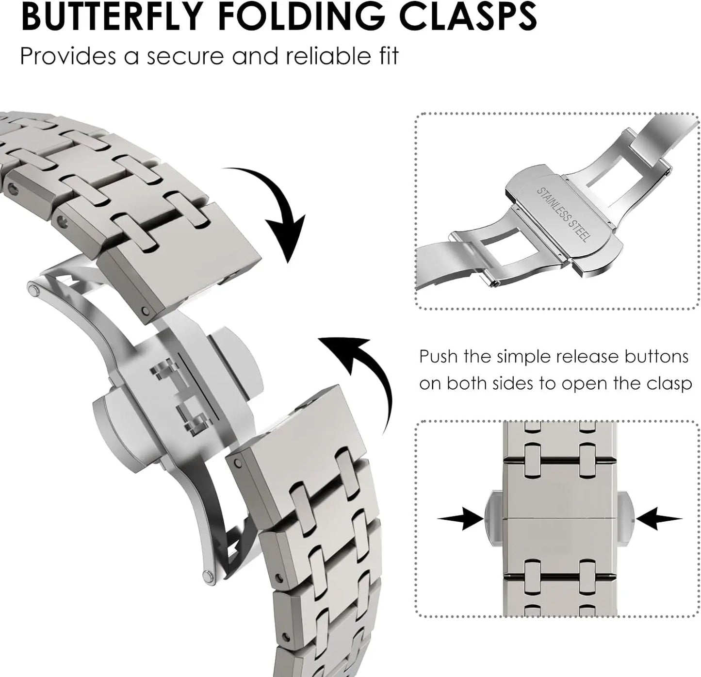 Stainless Steel Metal Watchband for Apple Watch Dewell X